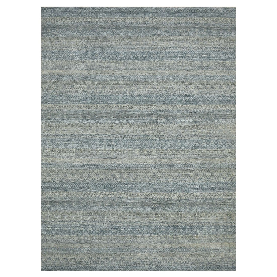 9'x12'2" Gray Kohinoor Small Repetitive Design Soft Wool Hand Knotted Rug: 9'x12'2" Gray Kohinoor Small Repetitive Design Soft Wool Hand Knotted Rug 9'x12'2" Gray Kohinoor Small Repetitive Design Soft Wool Hand Knotted Rug. This stunning, hand-knotted rug boasts a beautiful 