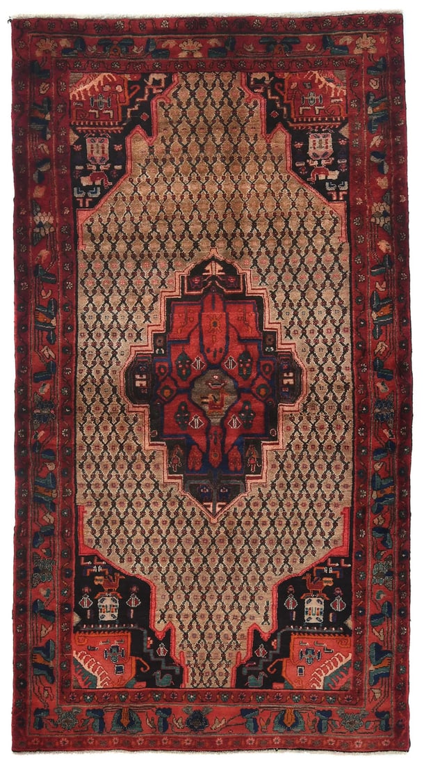 4'11 X 9'6 Handmade Vintage Khaki Geometric Oriental Wide Runner Carpet 5X9 Ft Hand-Knotted (1 of 12)