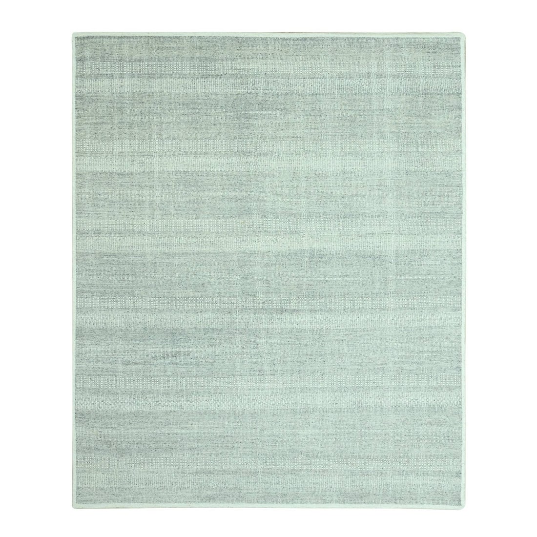 Hand Knotted Rug 8'2"x10'2" Gray Wool Oxidized and Distressed Grass Design: Hand Knotted Rug 8'2"x10'2" Gray Wool Oxidized and Distressed Grass Design Hand-knotted in thick, luxurious wool, this stunning 8'2" x 10'2" gray rug boasts an oxidized and distressed grass design tha
