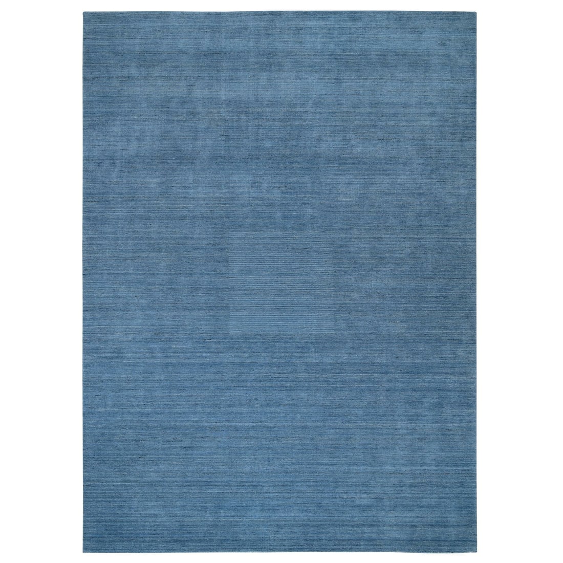 10'1"x14' Denim Blue Modern Design Pure Wool Hand Loomed Rug: 10'1"x14' Denim Blue Modern Design Pure Wool Hand Loomed Rug This stunning 10'1"x14' modern design pure wool hand loomed rug boasts a beautiful denim blue color and rectangular field shape. Made from 