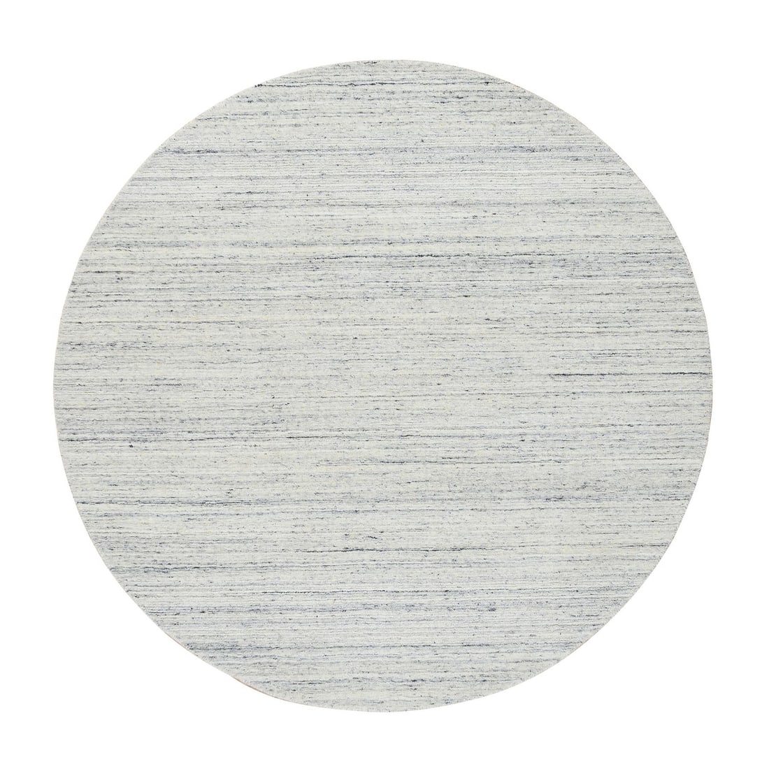 6'x6' Ivory Plain Modern Striae Design Wool Hand Loomed Round Rug: 6'x6' Ivory Plain Modern Striae Design Wool Hand Loomed Round Rug Ivory Plain Modern Striae Design Wool Hand Loomed Round Rug, measuring 6'0" x 6'0", boasts a striking modern design with subtle striat