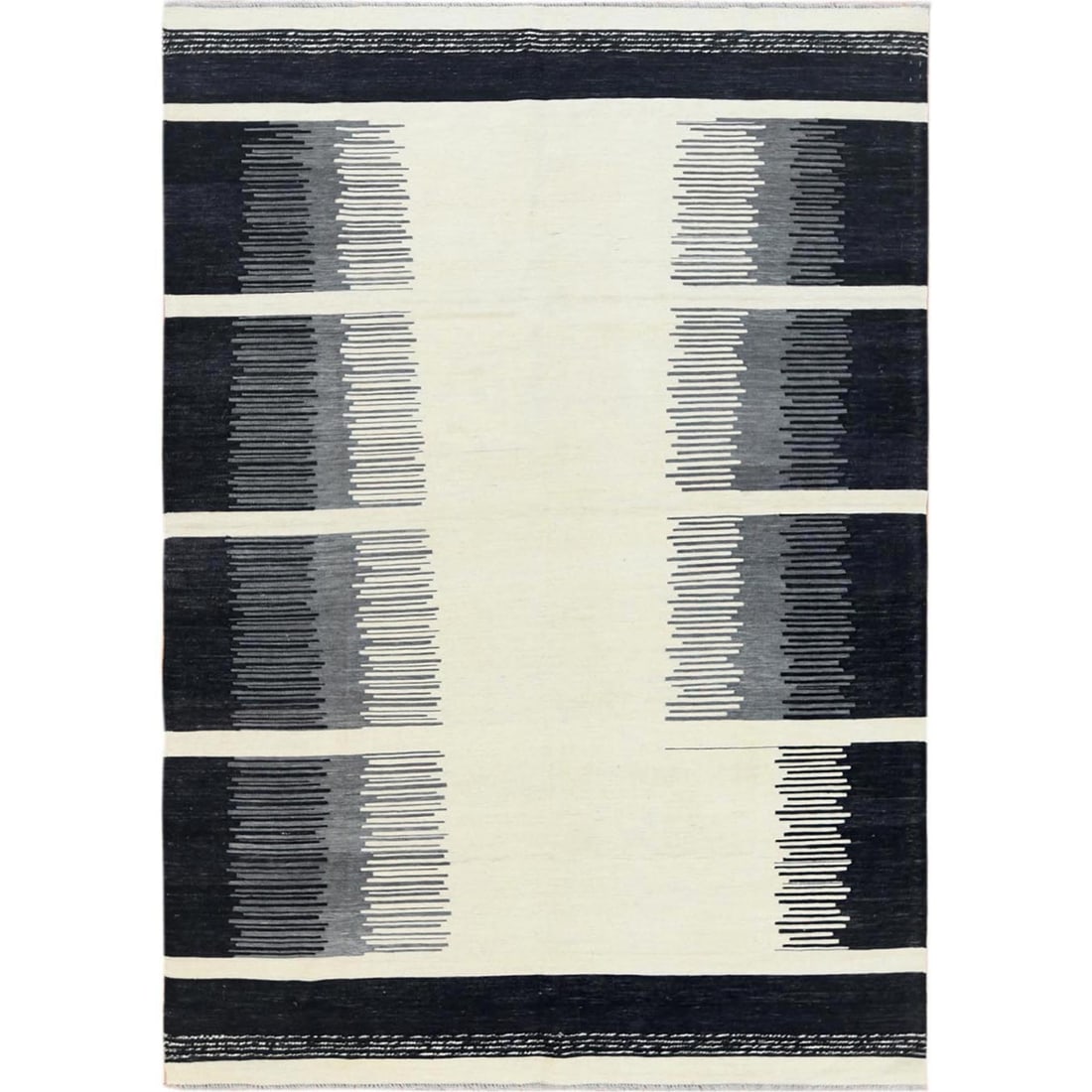 6'3"x9' Avant-Garde Design With Open Field Flat Weave Kilim Handwoven Rug: 6'3"x9' Avant-Garde Design With Open Field Flat Weave Kilim Handwoven Rug This stunning 6'3"x9' handwoven kilim rug boasts an avant-garde design with an open field flat weave pattern, showcasing the t
