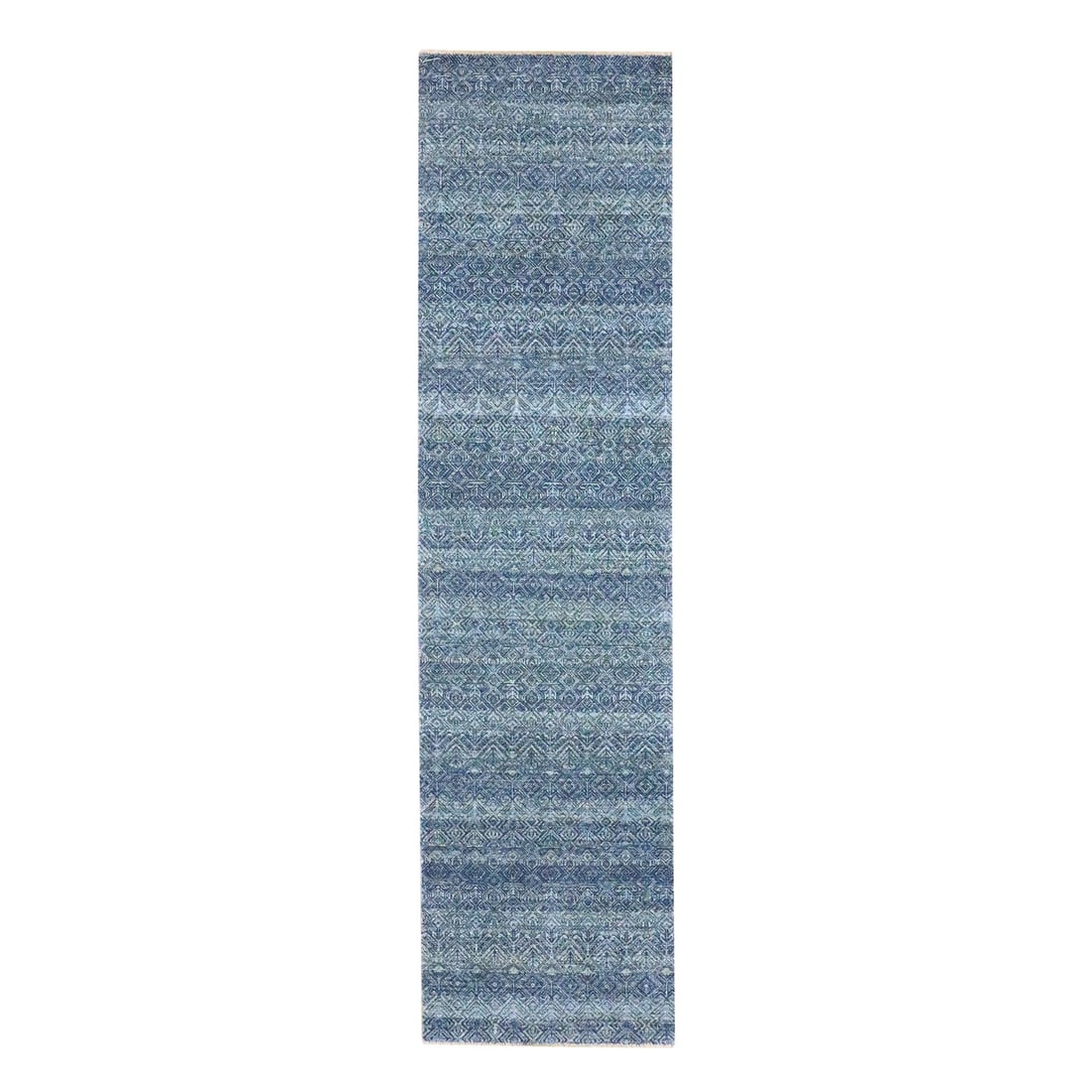 2'7"x10'2" Blue Kohinoor Herat Design Soft Wool Hand Knotted Runner Rug: 2'7"x10'2" Blue Kohinoor Herat Design Soft Wool Hand Knotted Runner Rug Soft and vibrant, this 2'7"x10'2" Blue Kohinoor Herat Design Hand Knotted Runner Rug boasts a stunning blue hue and intricate He