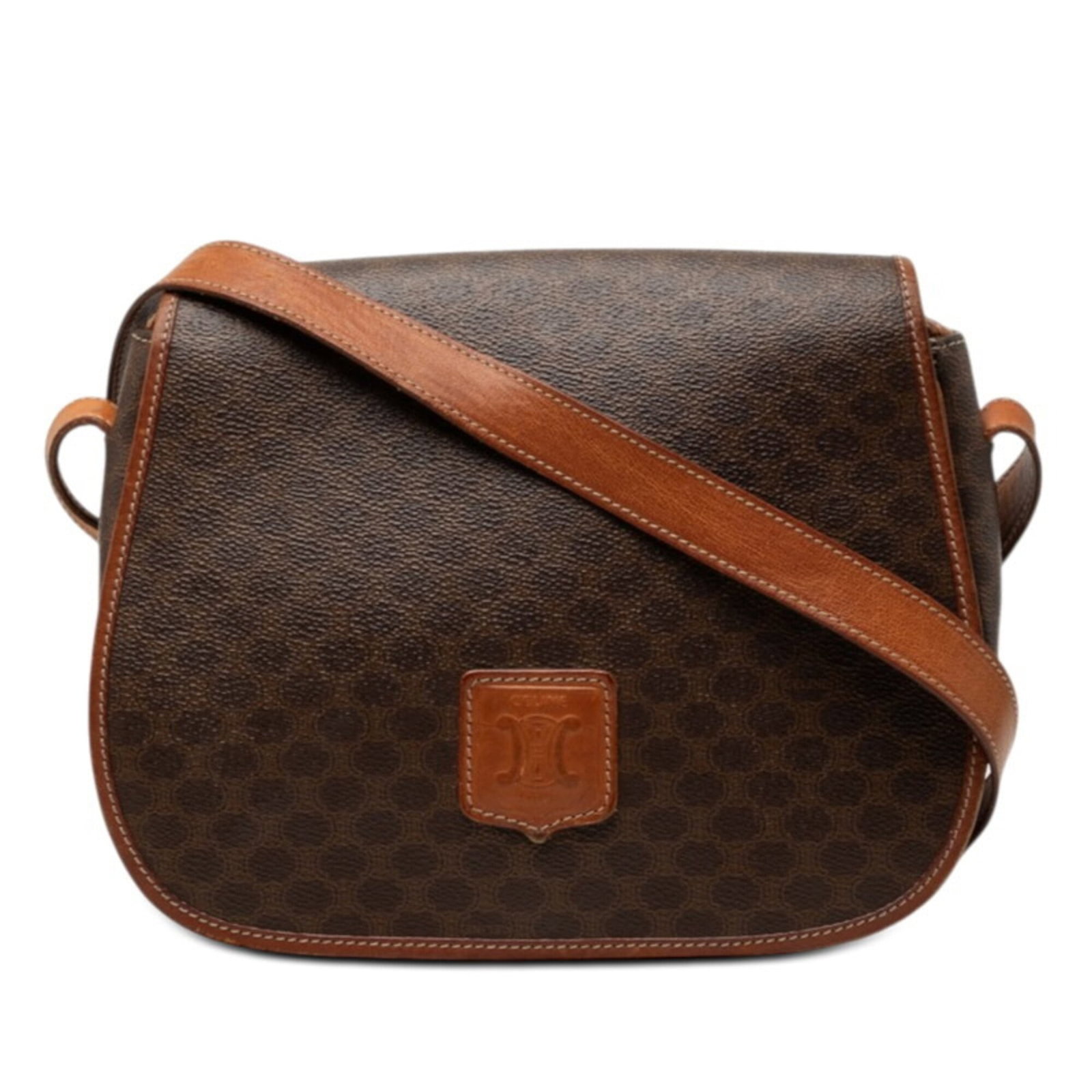 Celine leather pvc shoulder bag: Celine leather pvc shoulder bag Brown Celine leather pvc shoulder bag with dimensions 17.5cm x 24cm x 5.5cm, featuring a combination of PVC and leather materials. The bag's signature style and design