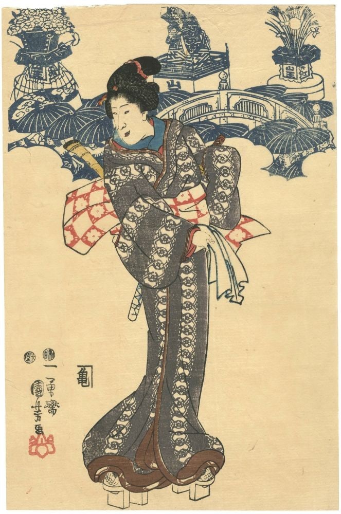 Kuniyoshi Oban 1847 Matsuri Sanno Utagawa Print Woodblock Original: Kuniyoshi Oban 1847 Matsuri Sanno Utagawa Print Woodblock Original Item Specifics: Artist: Utagawa Kuniyoshi Subject: Sanno Festival Material: Handmade Washi Paper Style: Japanese Year Of Production: