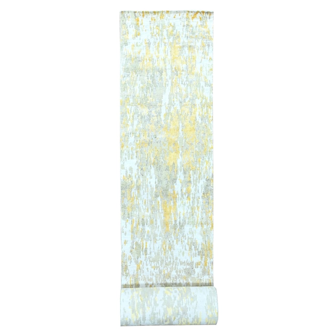 2'7'x23'6" Beige Abstract Design Wool and Silk Hand Knotted XL Runner Rug (1 of 8)