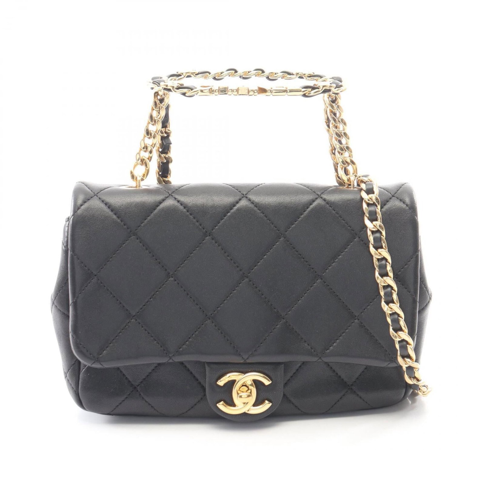 Handbag Shoulder Leather Bag Chanel: Handbag Shoulder Leather Bag Chanel This sleek black leather shoulder bag from Chanel boasts elegant gold hardware, showcasing the brand's signature style. With its compact size and durable