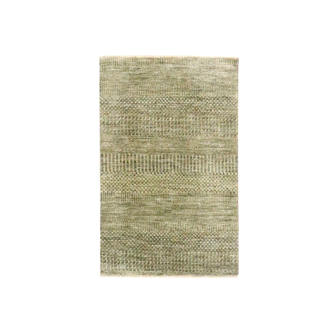 2'x3' Brown Modern Grass Design Hand Knotted Wool with Silk Mat Small Rug: 2'x3' Brown Modern Grass Design Hand Knotted Wool with Silk Mat Small Rug Modern Brown Wool Rug with Silk Mat. This hand-knotted wool rug features an oriental design in brown and gold, on a cotton fou