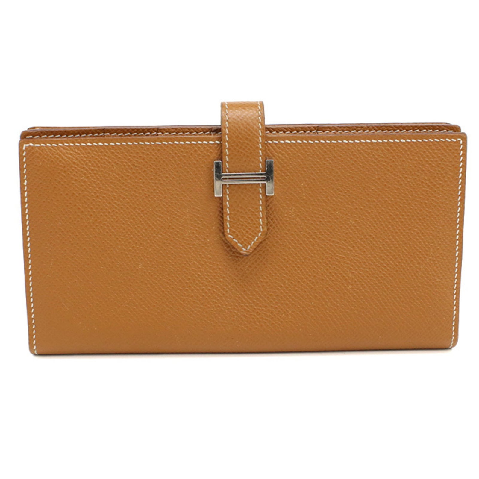 Epsom Leather Bi Fold Wallet Hermes: Epsom Leather Bi Fold Wallet Hermes Epsom Leather Bi Fold Wallet by Hermes features rich gold tones and premium Epsom leather construction, with a sleek design that showcases its sophisticated style. 