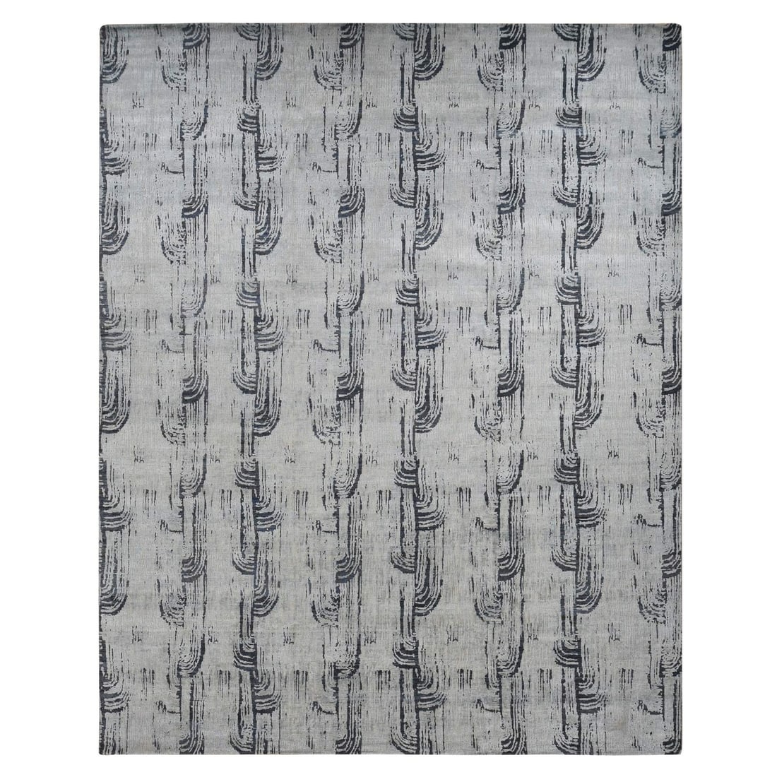 11'9"x14'10" Gray THE CANE Oversized Pure Silk with Wool Hand Knotted Rug: 11'9"x14'10" Gray THE CANE Oversized Pure Silk with Wool Hand Knotted Rug The 11'9"x14'10" Gray THE CANE Oversized Pure Silk with Wool Hand Knotted Rug boasts an impressive size and traditional Orient