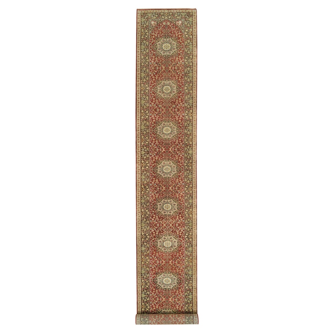 2'7"x20'1" Brown Antiqued Haji Jalili Design Hand Knotted XL Runner Rug: 2'7"x20'1" Brown Antiqued Haji Jalili Design Hand Knotted XL Runner Rug The Haji Jalili design rug boasts an exquisite brown antiqued patina, adding warmth and depth to any room. Hand-knotted with woo