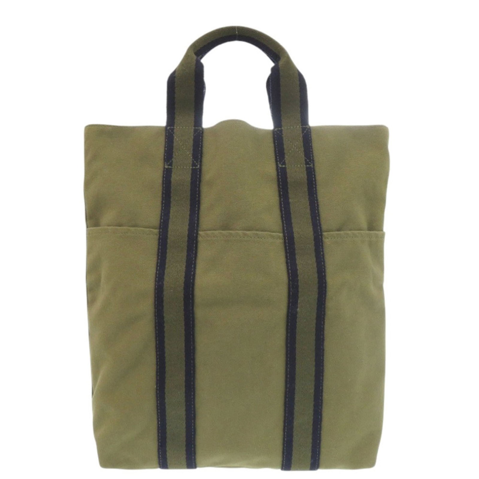 Cotton bag Hermes tote: Cotton bag Hermes tote Cotton bag from Hermes, made in France, features a khaki color and measures 37cm x 29cm x 7.5cm. This tote bag is crafted from cotton material, providing a natural look and feel