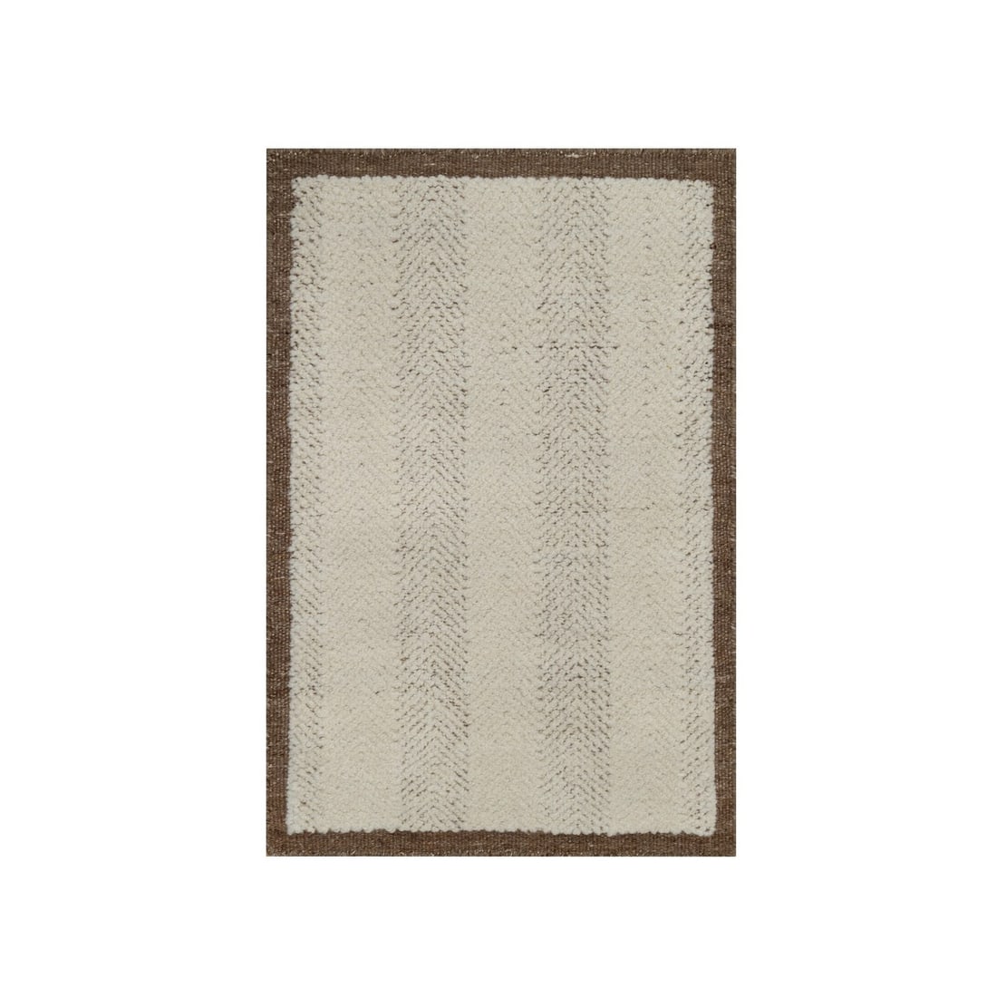 2'1"x3' Ivory Modern Design Hand Knotted Piled Flat Weave Wool Mat Rug: 2'1"x3' Ivory Modern Design Hand Knotted Piled Flat Weave Wool Mat Rug Ivory Modern Design Hand Knotted Pile Wool Mat Rug boasts a striking modern design, crafted from hand-knotted wool in a rich