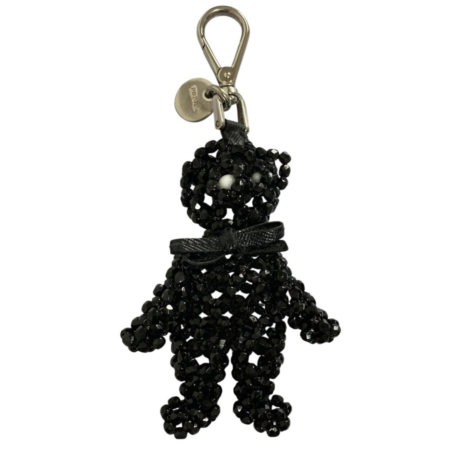 Keyring By Prada: Keyring By Prada Black Prada keyring with sleek design and compact size. Made from high-quality materials, its durable construction ensures long-lasting use. This stylish accessory is a great
