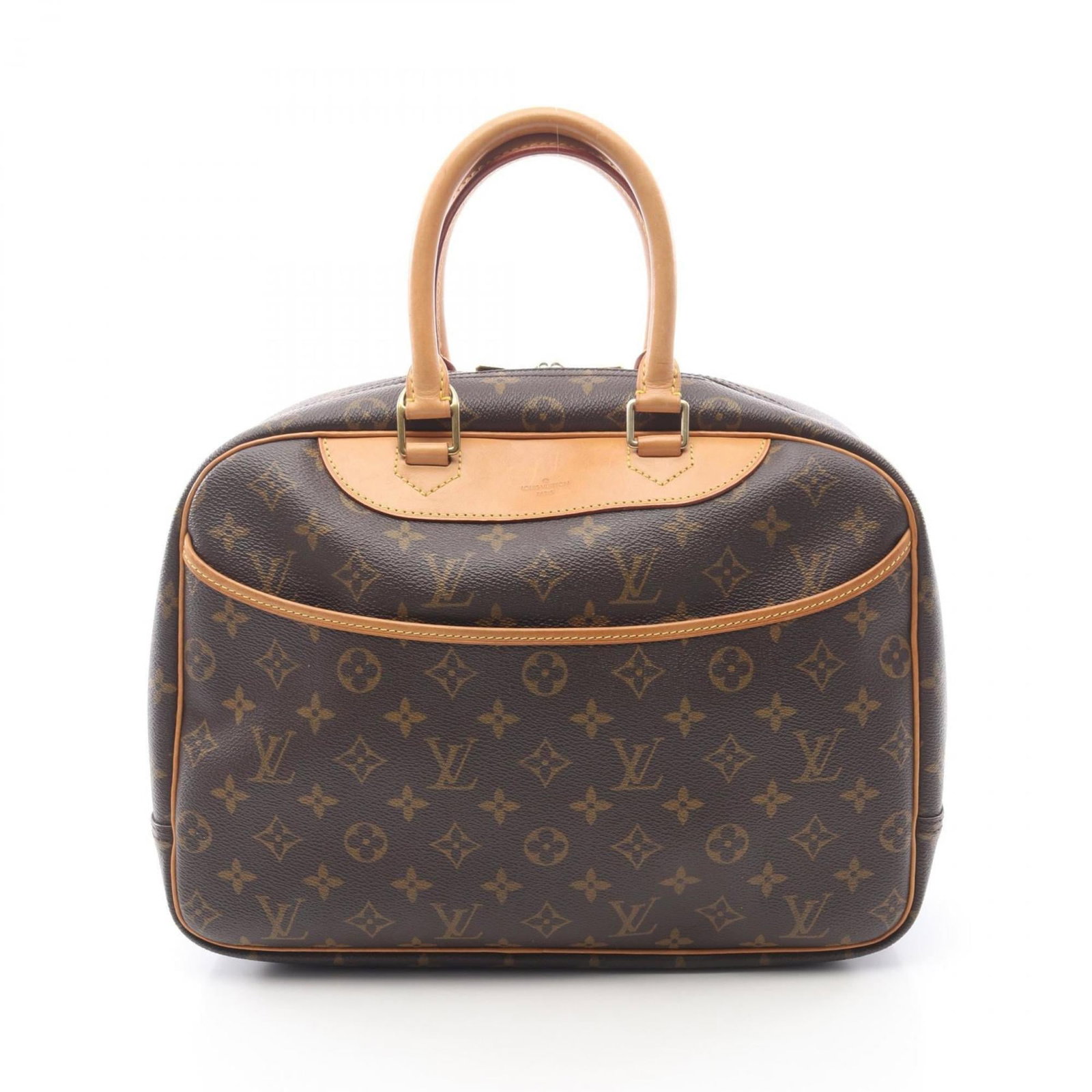 Canvas leather coated by Louis Vuitton handbag: Canvas leather coated by Louis Vuitton handbag Canvas leather coated by Louis Vuitton handbag features the iconic monogram pattern in rich brown hues. The sturdy design measures 25cm x 35cm x 14cm,