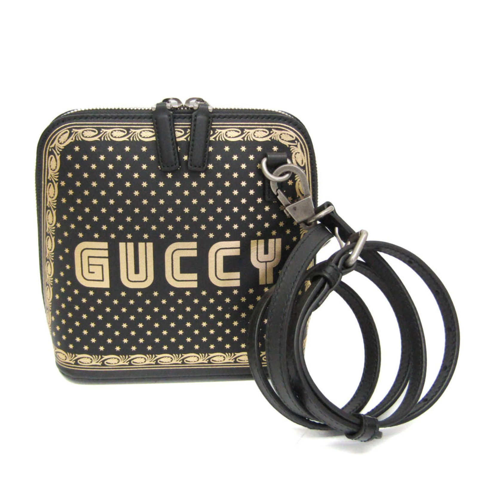 Gucci Shoulder Bag Leather: Gucci Shoulder Bag Leather Black Gucci leather shoulder bag with matte silver hardware, featuring a zipper closure and adjustable strap. The bag boasts a classic design with a zippered inner pocket