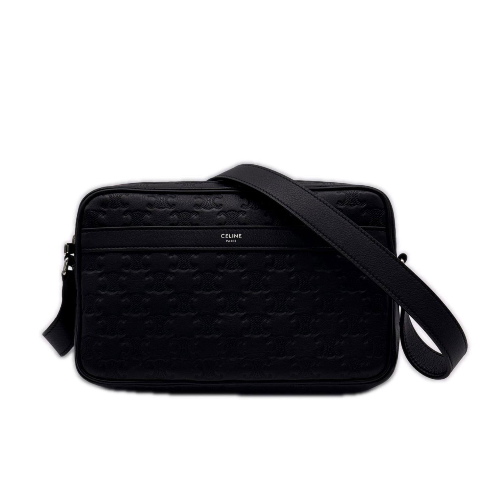Celine Shoulder Bag: Celine Shoulder Bag Black Celine shoulder bag with dimensions 14.5cm x 23cm x 4.5cm, featuring a sleek design and compact size perfect for everyday carry. The bag's black color provides a versatile