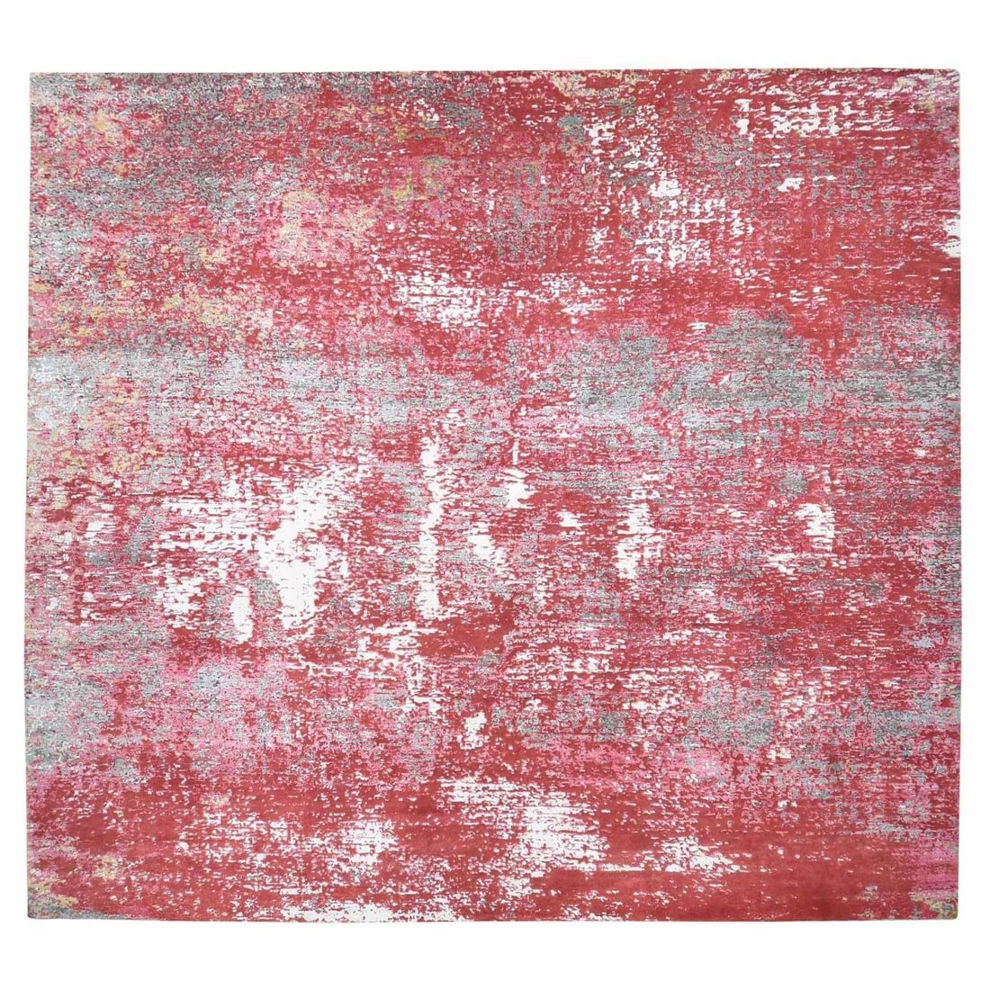 15'3"x16'6" Red Modern Zoroastrian Knot Wool Hand Knotted XL Square Rug: 15'3"x16'6" Red Modern Zoroastrian Knot Wool Hand Knotted XL Square Rug This stunning 15'3"x16'6" Red Modern Zoroastrian Knot Wool Hand Knotted XL Square Rug boasts a striking red color and intricate 