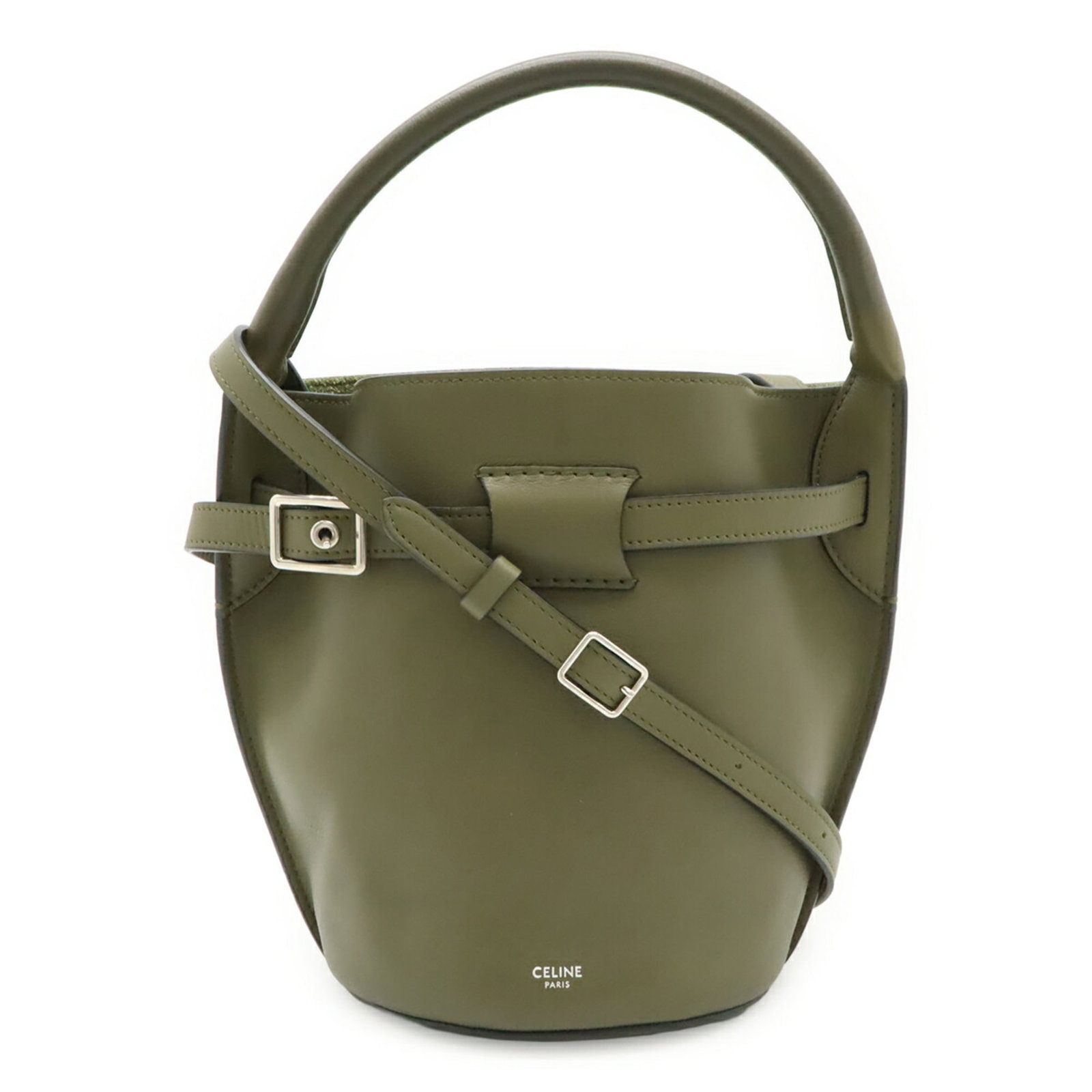 Shoulder Bag Handbag Leather Celine: Shoulder Bag Handbag Leather Celine The Celine shoulder bag features a unique green, khaki leather exterior with a classic design. Measuring 21cm x 29cm x 15cm, it has a sturdy strap length of 108cm a