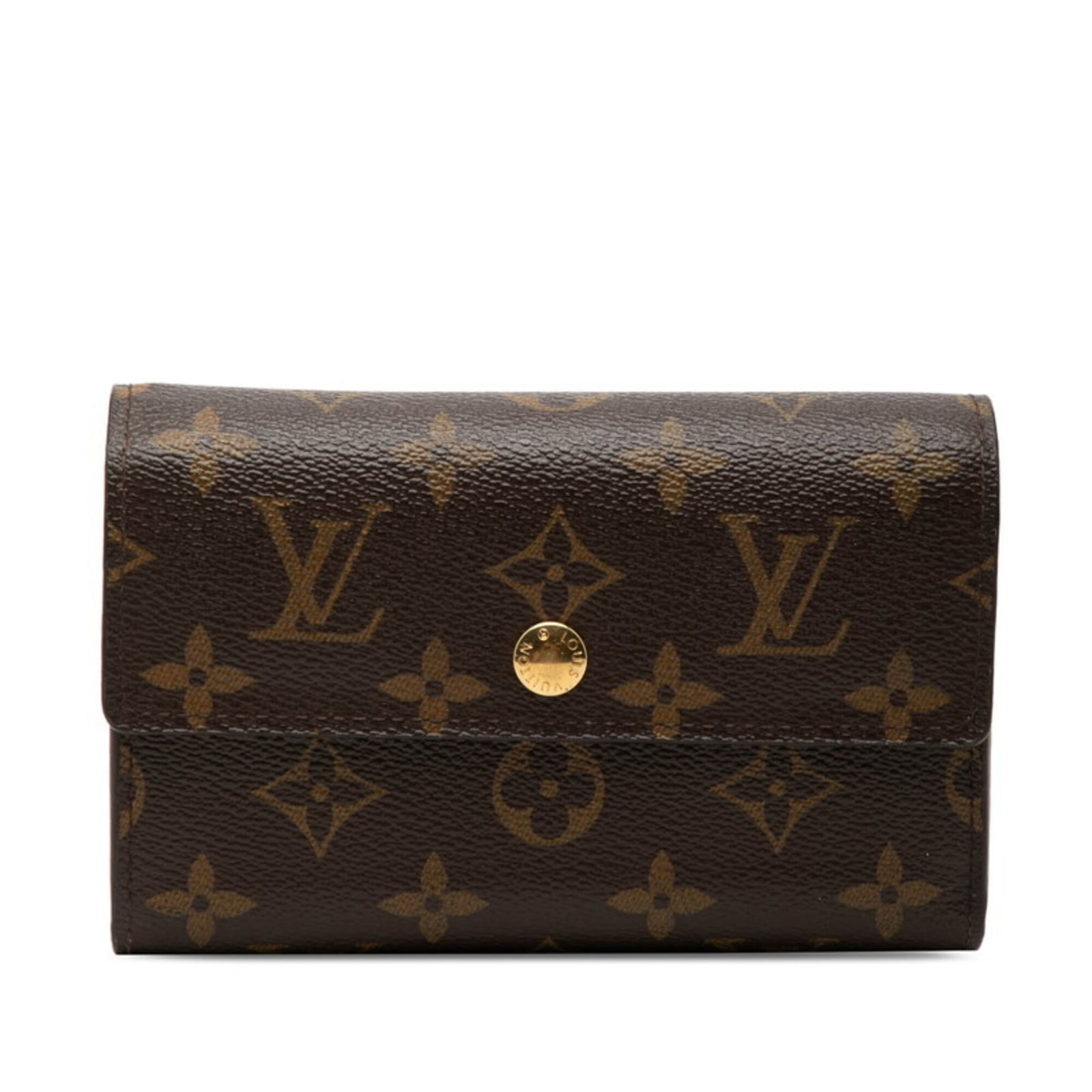Vuitton Wallet Pvc Leather Louis Tri-Fold: Vuitton Wallet Pvc Leather Louis Tri-Fold The Louis Vuitton MPN M60047 tri-fold wallet features a striking combination of PVC and leather materials, presented in a classic brown color. Measuring 10cm 