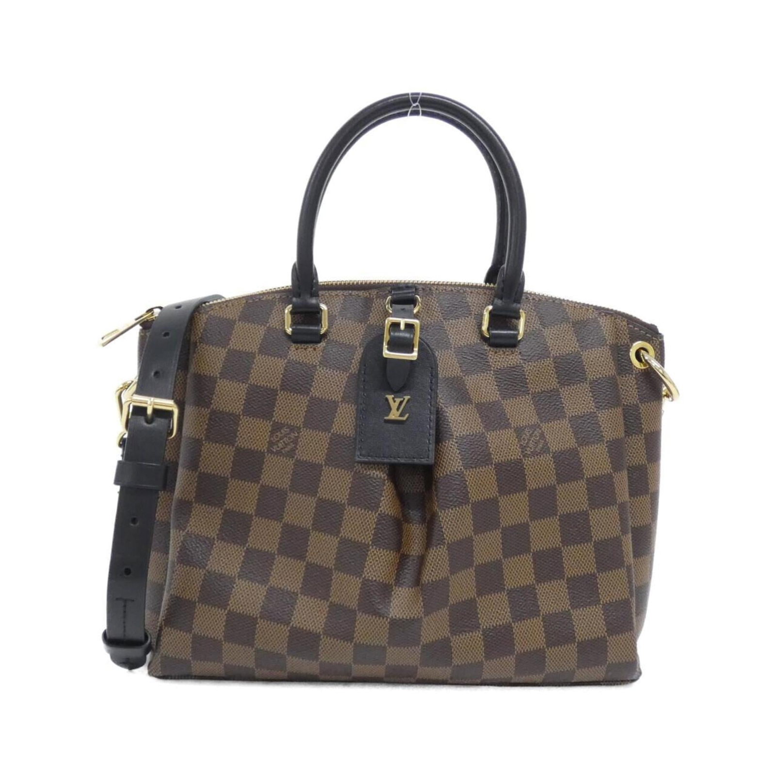 Handbag Coated Canvas by Louis Vuitton: Handbag Coated Canvas by Louis Vuitton Coated canvas construction provides durability and style. This Ebene-colored Louis Vuitton handbag features gold hardware, measuring 22cm x 28cm x 12cm. A signat
