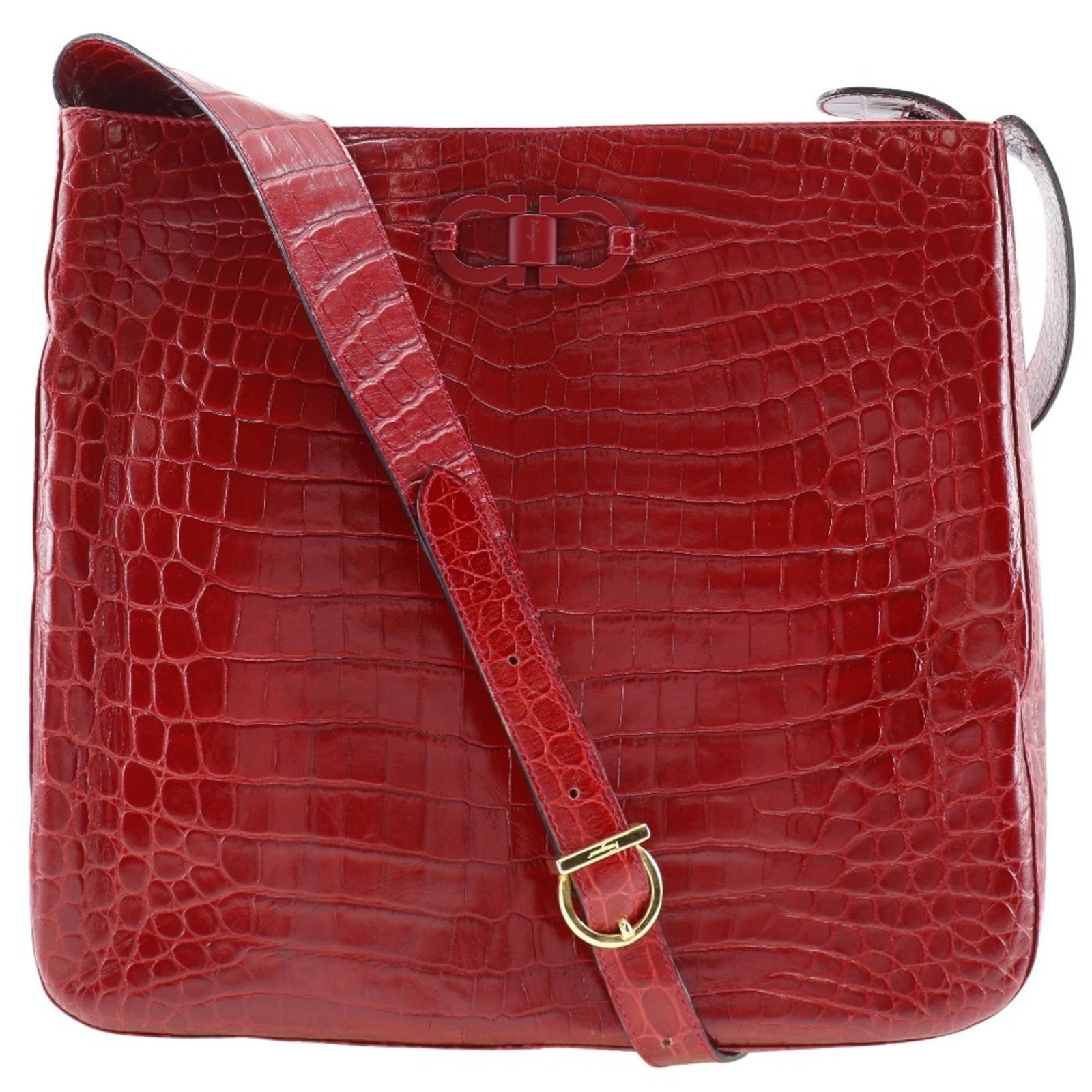 Ferragamo Leather Bag Shoulder Salvatore: Ferragamo Leather Bag Shoulder Salvatore This vibrant red leather shoulder bag features Salvatore Ferragamo's signature style, with clean lines and classic design. Made from high-quality leather, its