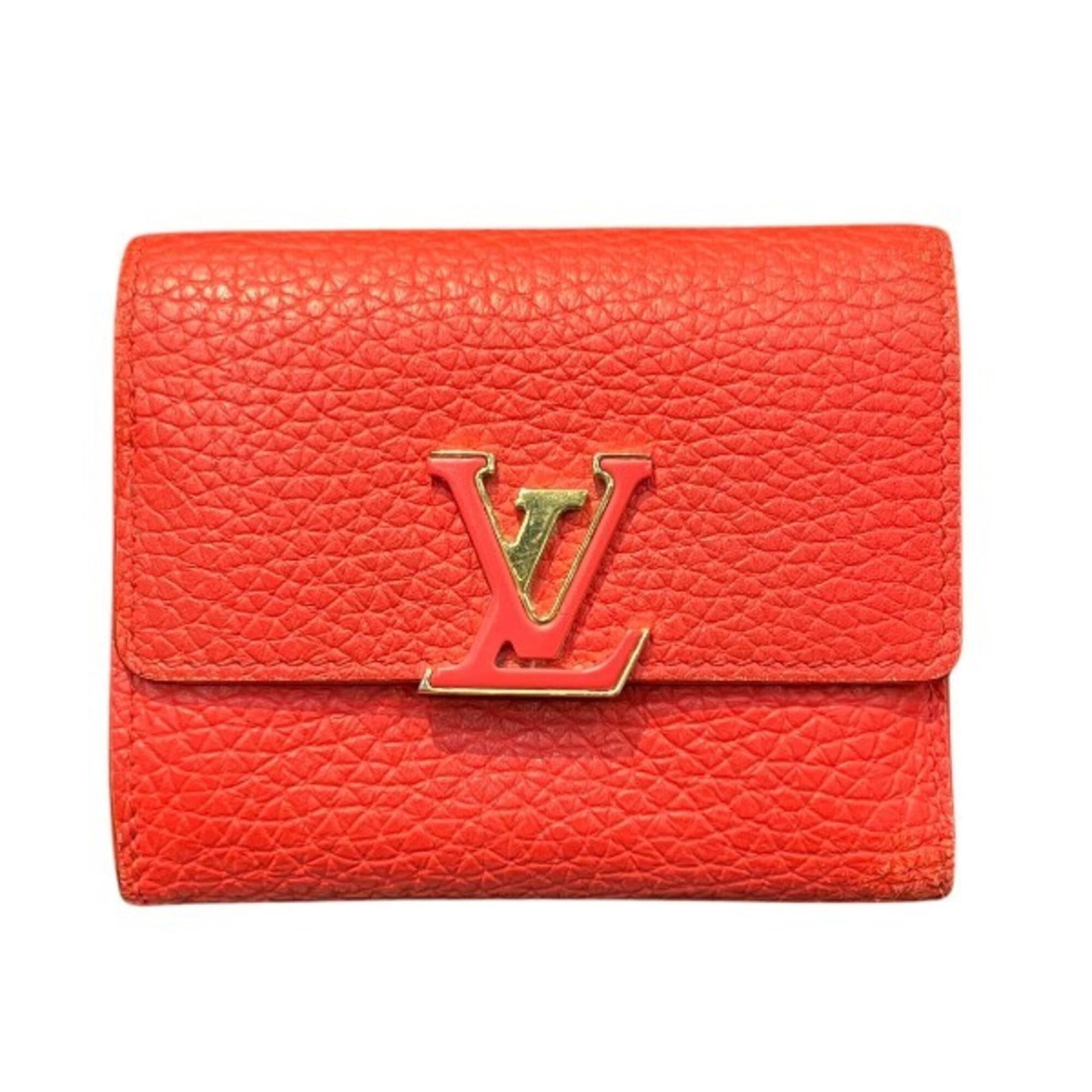 Louis Vuitton Wallet (Tri-Fold) Leather: Louis Vuitton Wallet (Tri-Fold) Leather Tri-fold wallet in iconic Louis Vuitton style, crafted from high-quality Taurillon leather. Measuring 8cm x 9.5cm x 2cm, this sleek design makes for a stylish