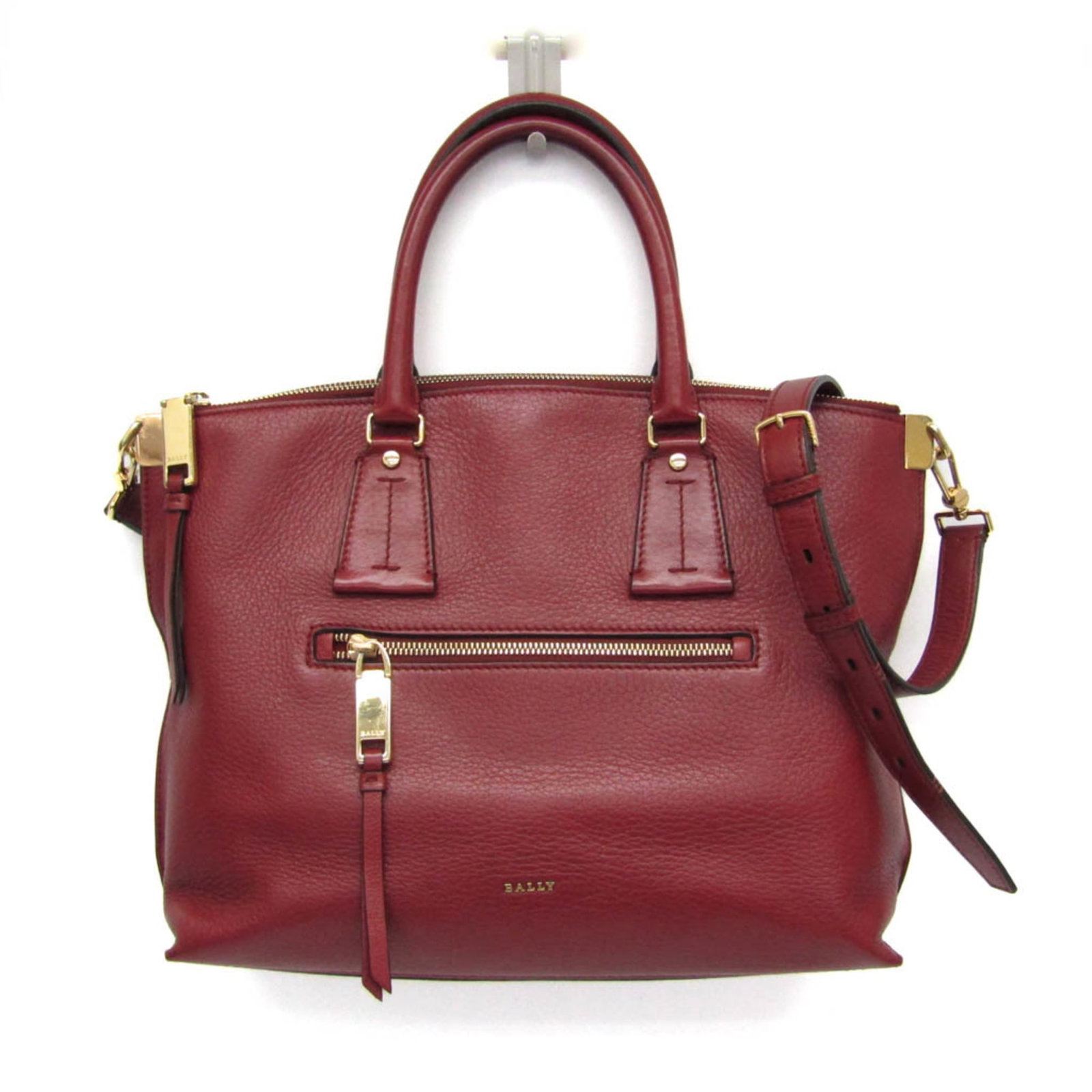 Bally Handbag Shoulder Bag Leather: Bally Handbag Shoulder Bag Leather Red Brown Leather Bally Madison MD Shoulder Bag. This stylish shoulder bag features a classic design with a zipper closure, two pockets for organization, and
