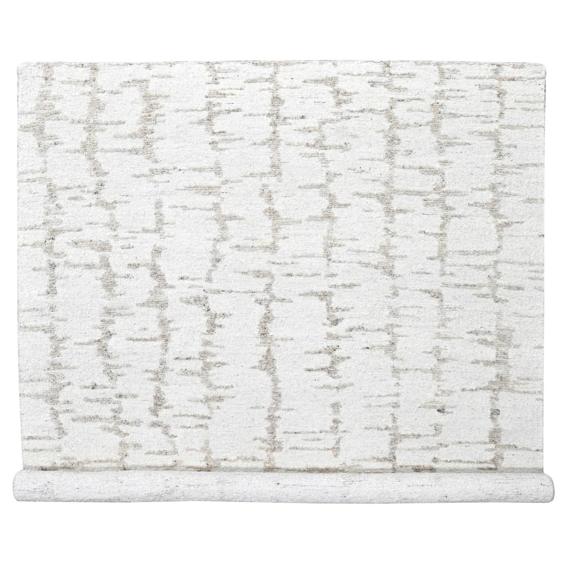9'10"x13'10" Ivory Flat Weave with Pile Modern Hand Knotted Pure Wool Rug: 9'10"x13'10" Ivory Flat Weave with Pile Modern Hand Knotted Pure Wool Rug 9'10" x 13'10" Ivory Flat Weave with Pile Modern Hand Knotted Pure Wool Rug. This stunning hand-knotted wool rug boasts a slee