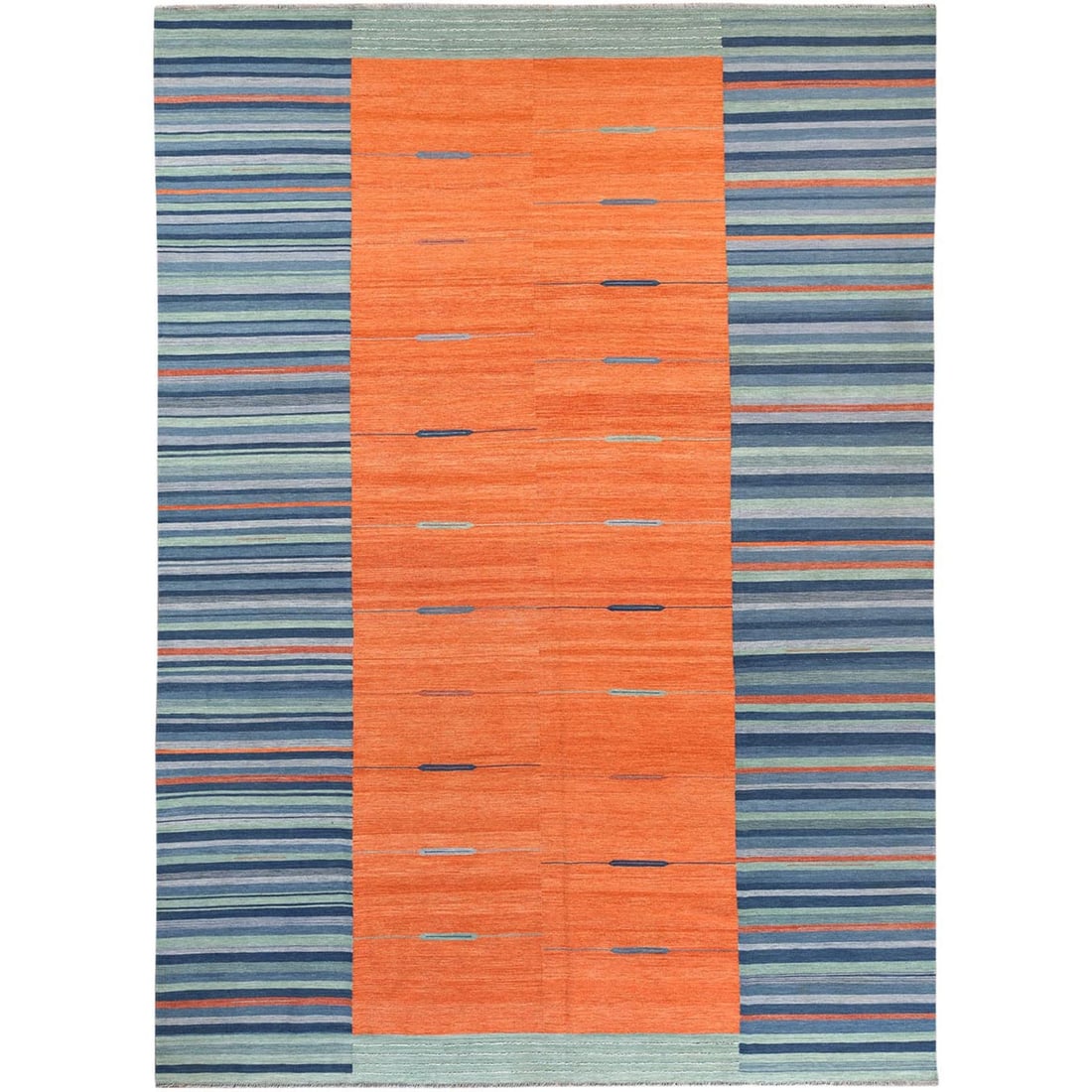10'4"x14'2" Sunburst And Stripes Design Flat Weave Kilim Hand Woven Rug (1 of 6)