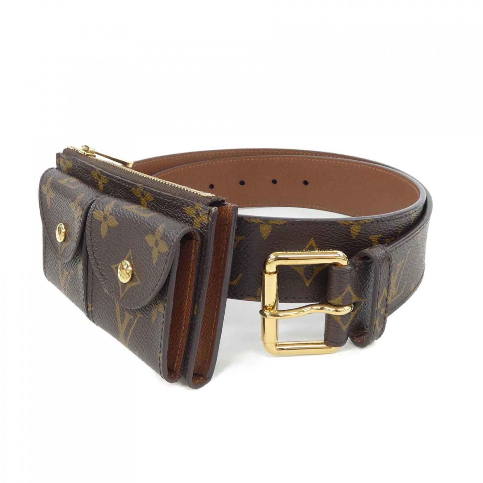 Vuitton Coated Canvas Fanny Pack Pochette Louis: Vuitton Coated Canvas Fanny Pack Pochette Louis Coated canvas construction and iconic Louis Vuitton design make this brown fanny pack pochette a stylish accessory. Measuring 8.5cm x 4cm x 3cm, it