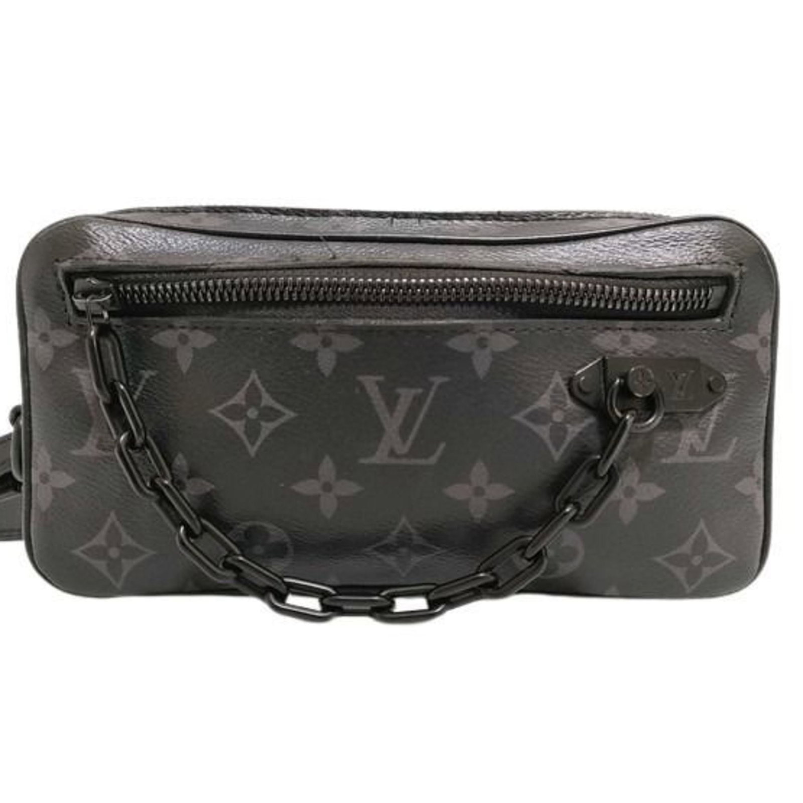 Louis Vuitton Clutch Bag Handbag Pochette Pvc Leather: Louis Vuitton Clutch Bag Handbag Pochette Pvc Leather Black and Gray PVC Leather Louis Vuitton Monogram Eclipse Clutch Bag. This formal clutch bag features the iconic Monogram Eclipse pattern,