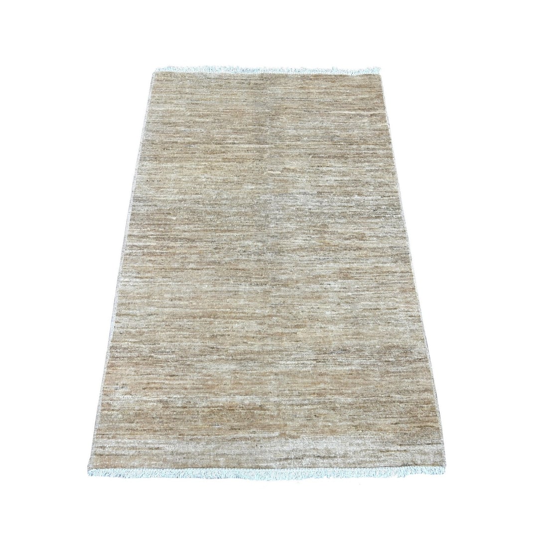 3'x4'7" Khaki Brown Plain Solid Pattern Hand Knotted Ghazni Wool Rug: 3'x4'7" Khaki Brown Plain Solid Pattern Hand Knotted Ghazni Wool Rug This stunning 3'x4'7" hand-knotted Ghazni wool rug boasts a rich, earthy tone with a solid pattern in khaki brown. Made from