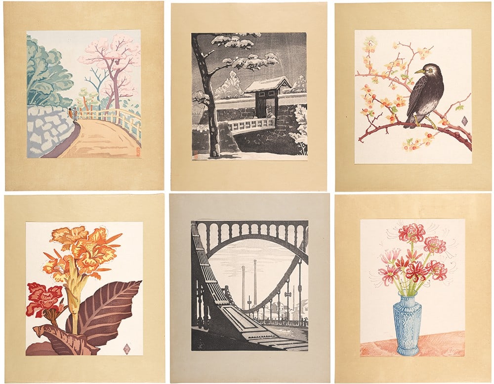Showa Era Rare Woodblock Prints Kozo Watanabe Sosaku 6 Set: Showa Era Rare Woodblock Prints Kozo Watanabe Sosaku 6 Set Item Specifics: Artist: Watanabe Kozo Subject: Landscapes and Nature Material: Paper Style: Japanese Size: 26.4 x 21.7 cm Year Of