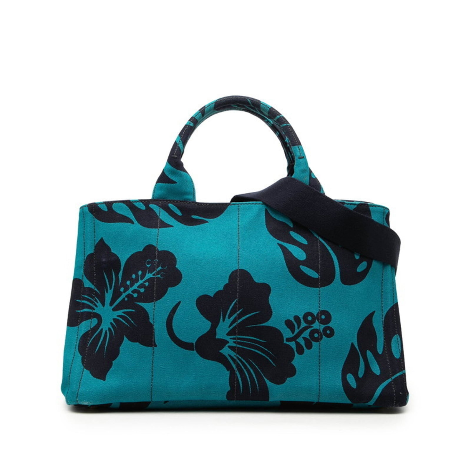 Shoulder bag in canvas by Prada: Shoulder bag in canvas by Prada Canvas shoulder bag by Prada in blue and navy, featuring a classic design with clean lines and sturdy construction. Measuring 22cm x 35.5cm x 22.5cm, this versatile