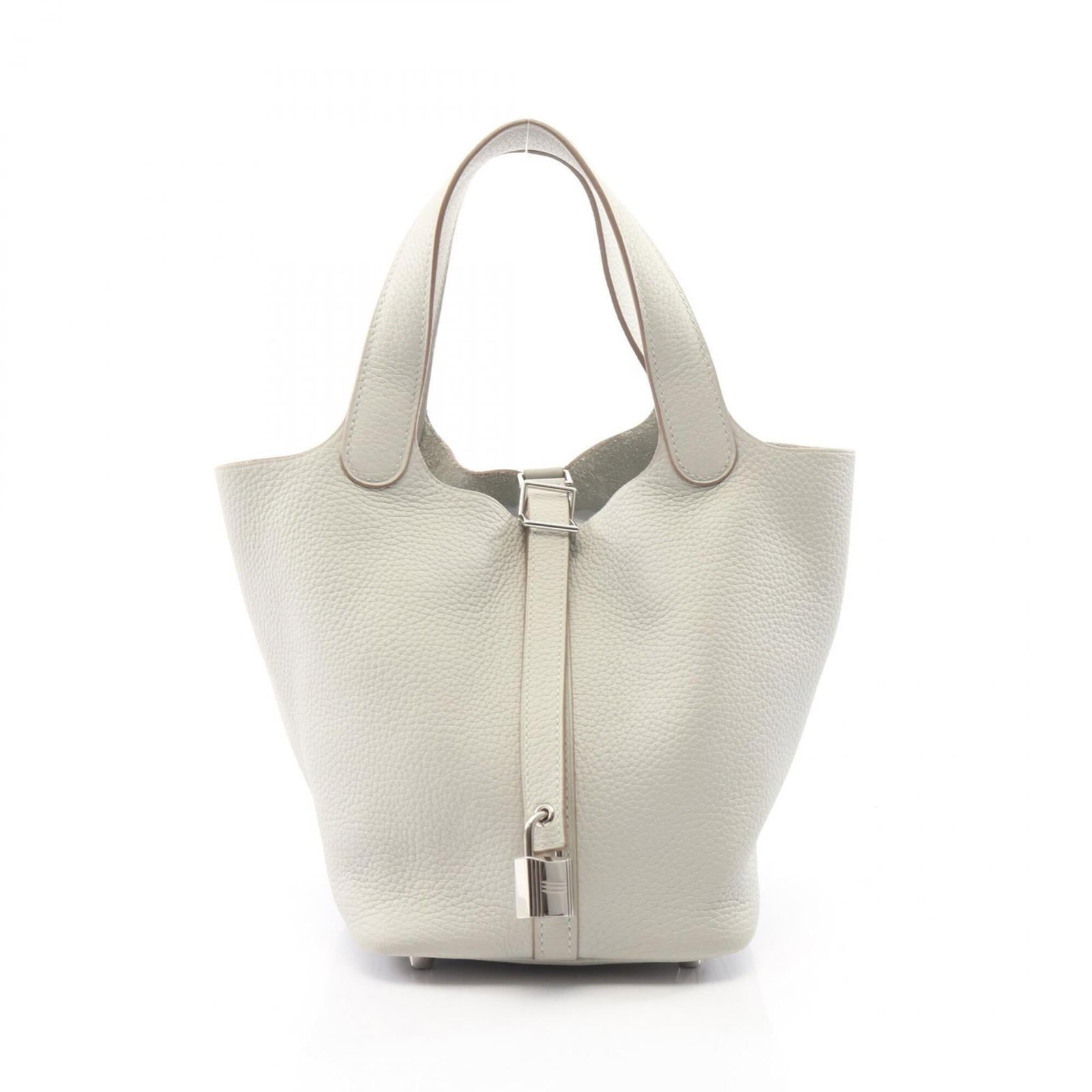 Handbag Taurillon Leather Clemence by Hermes: Handbag Taurillon Leather Clemence by Hermes Taurillon clemence leather provides a rich, velvety texture to the Handbag Clemence by Hermes. Measuring 18.5cm x 19cm x 13.5cm, this compact handbag