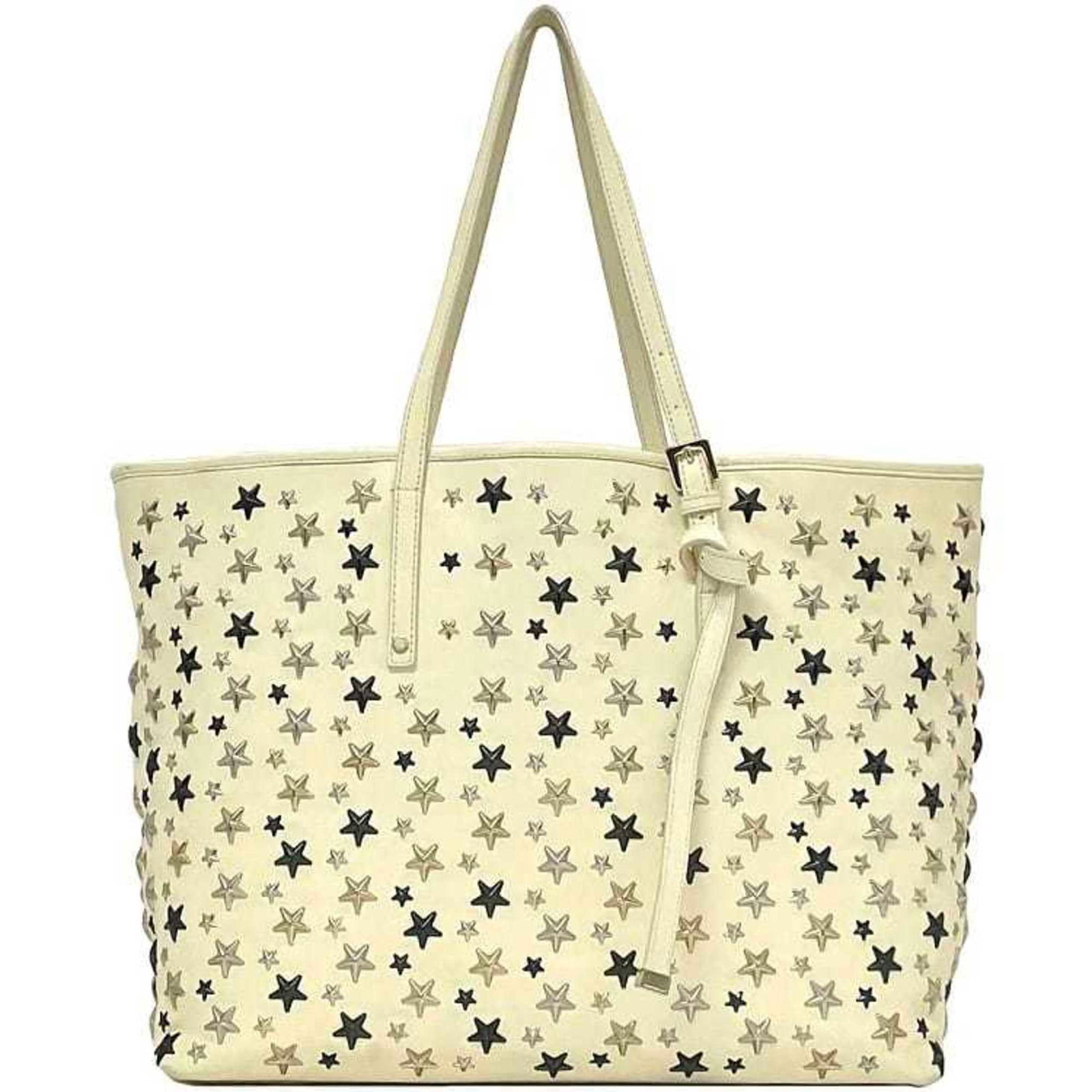 Jimmy Choo Tote Bag Leather: Jimmy Choo Tote Bag Leather Cream and White Leather Tote Bag from Jimmy Choo. This stylish tote bag features high-quality leather construction, with a size of 27.5cm x 42cm x 18cm / 10.82'' x 16.53''