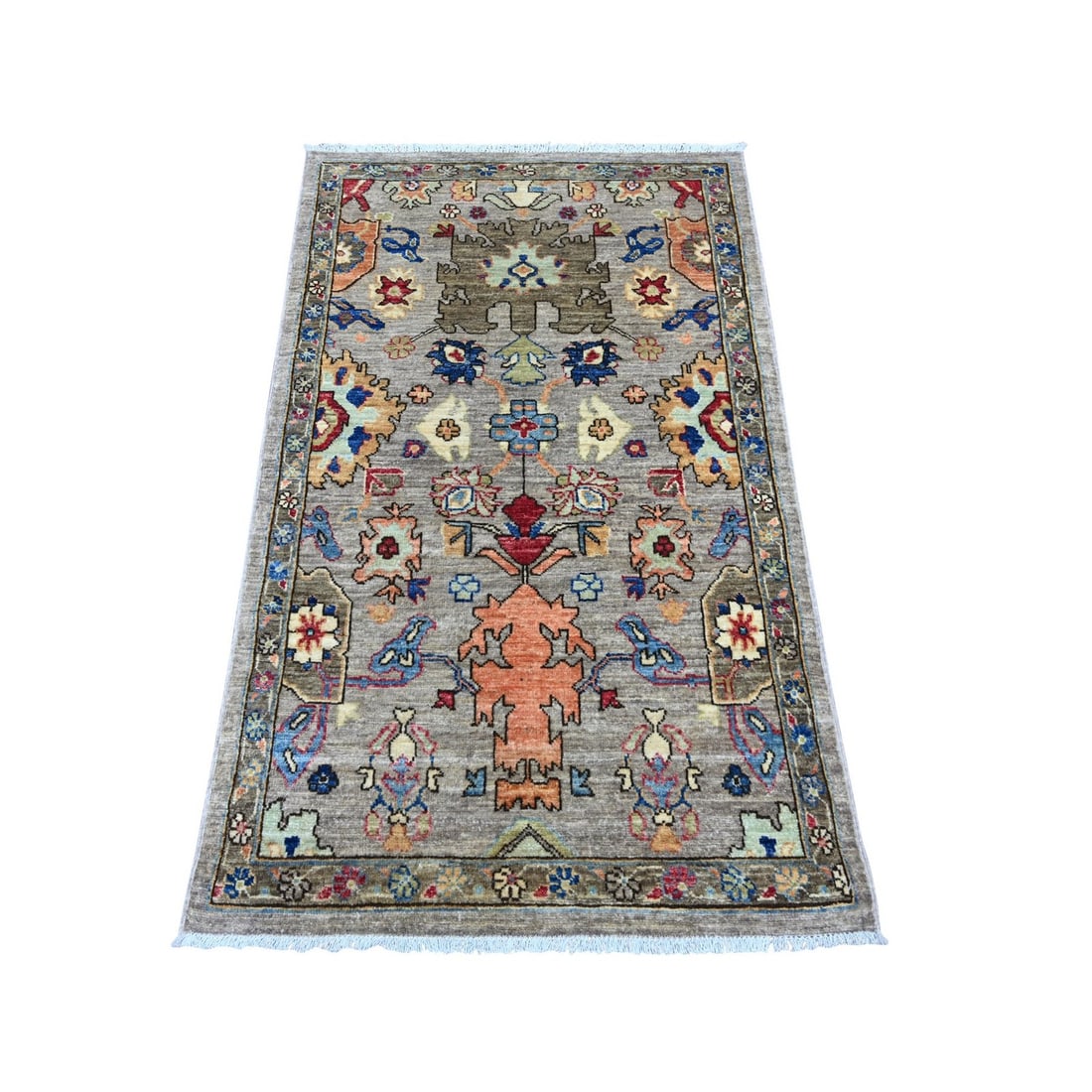 3'x4'9" Spanish Gray Heris All Over Design Hand Knotted Wool Oriental Rug: 3'x4'9" Spanish Gray Heris All Over Design Hand Knotted Wool Oriental Rug The Spanish Gray Heris All Over Design Hand Knotted Wool Oriental Rug boasts an all-over design in rich grey tones, creating