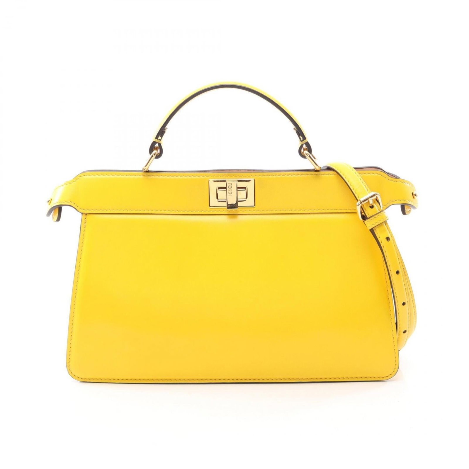 Handbag Leather Fendi: Handbag Leather Fendi Yellow Fendi handbag made from leather, measuring 19cm x 29cm. The bag bears a signature and features the brand's logo. This item is sold as described. Item Specifics: Brand: