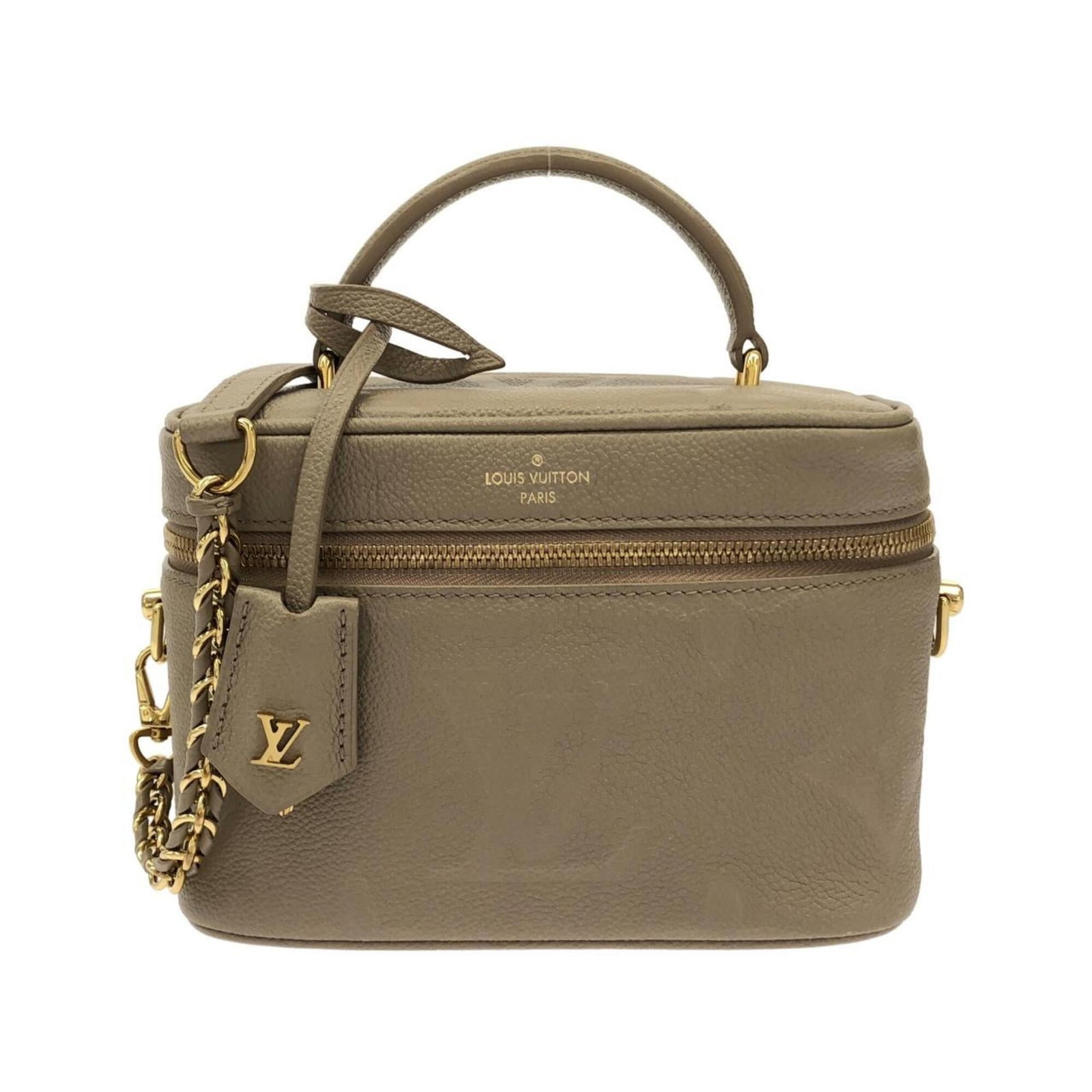 Handbag Louis Vuitton Leather: Handbag Louis Vuitton Leather The Louis Vuitton leather handbag boasts classic design with its Tourterelle color and gold hardware, crafted from high-quality calf leather. Measuring 13cm x 19cm x