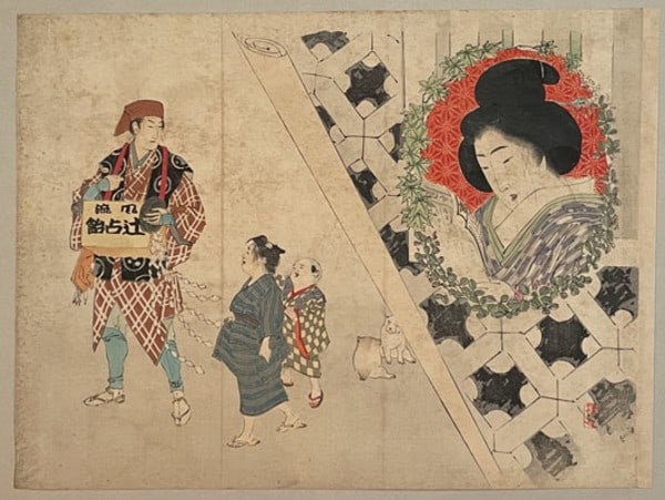 Kuchi e takeuchi keishu fortune teller antique japanese woodblock print 1893 (1 of 2)