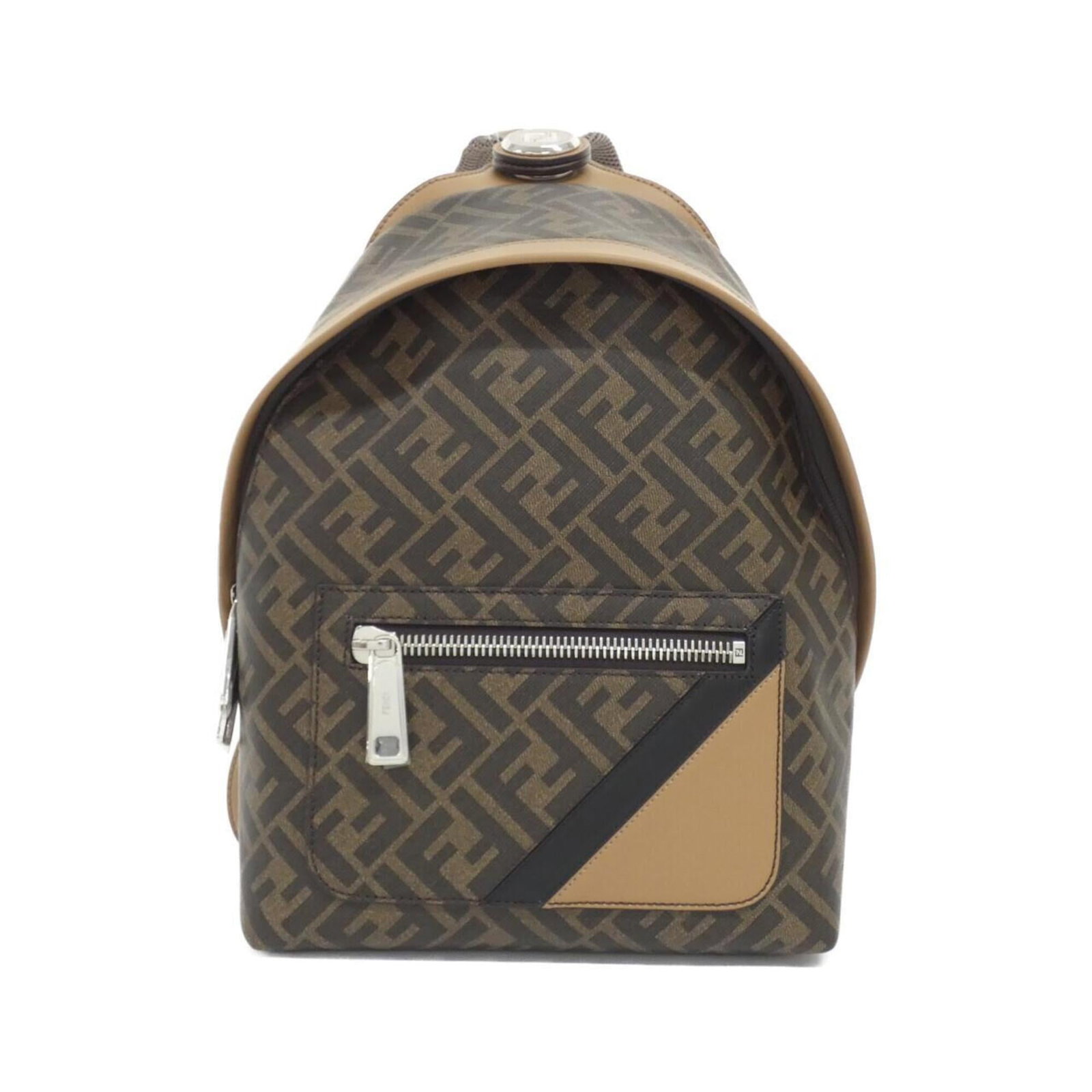 Canvas leather backpack by Fendi: Canvas leather backpack by Fendi Item Specifics: Brand: Fendi MPN: 7VZ077 A9XS Type: Backpack Material: Coated canvas , Leather Color: Sand Hardware Color: Silver Gender: Women,Men Size (HxWxD): 32cm