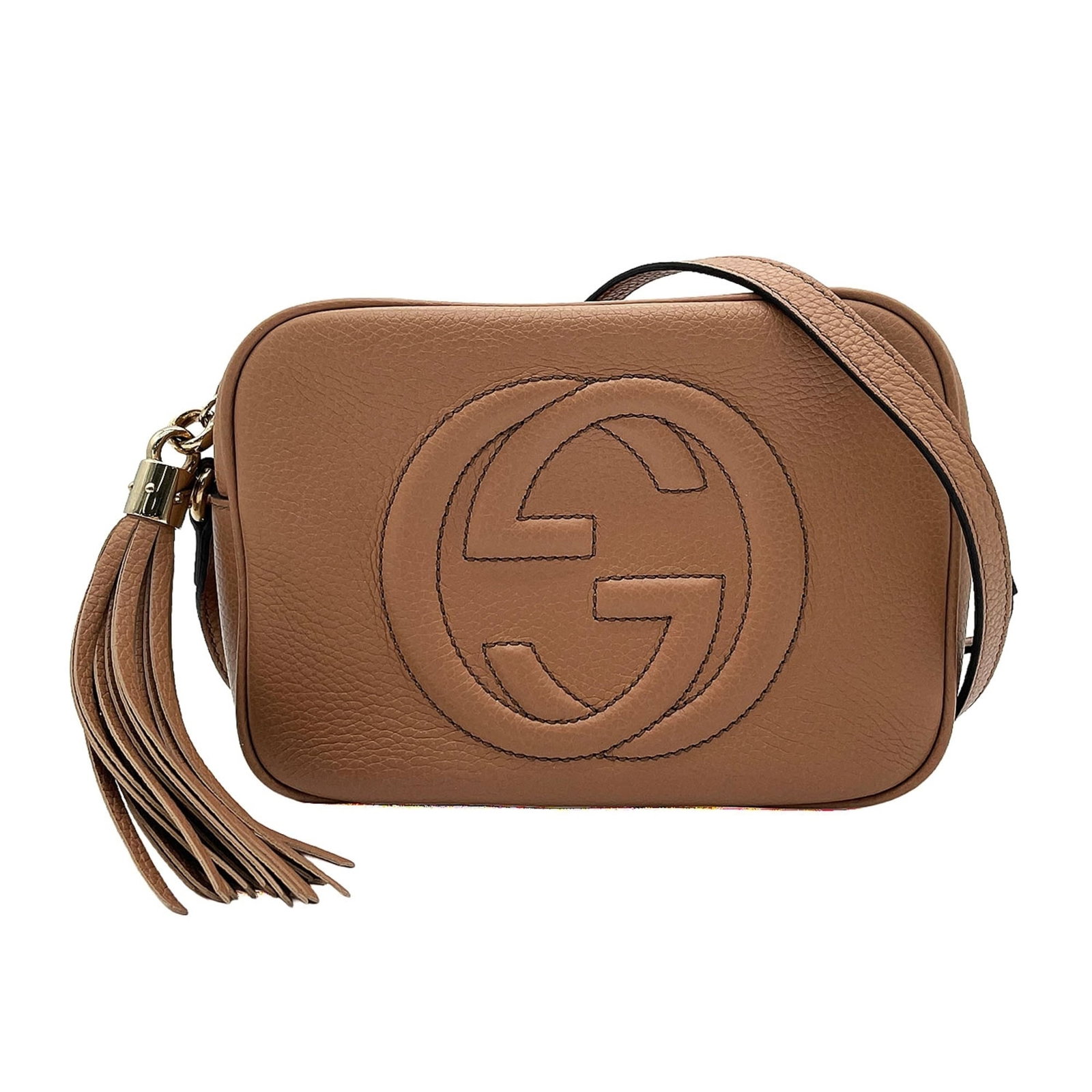Gucci Shoulder Bag Leather: Gucci Shoulder Bag Leather This Gucci shoulder bag features high-quality leather construction and a classic design, with a signature beige color. Measuring 15cm x 20cm x 7cm, it offers a stylish and v