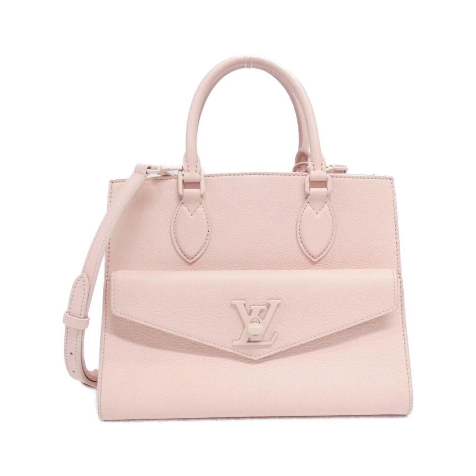 Handbag leather from Louis Vuitton: Handbag leather from Louis Vuitton Louis Vuitton's iconic handbag features a stunning pink, rose-colored calfskin exterior. The elegant design is complemented by a dust bag and adjustable shoulder