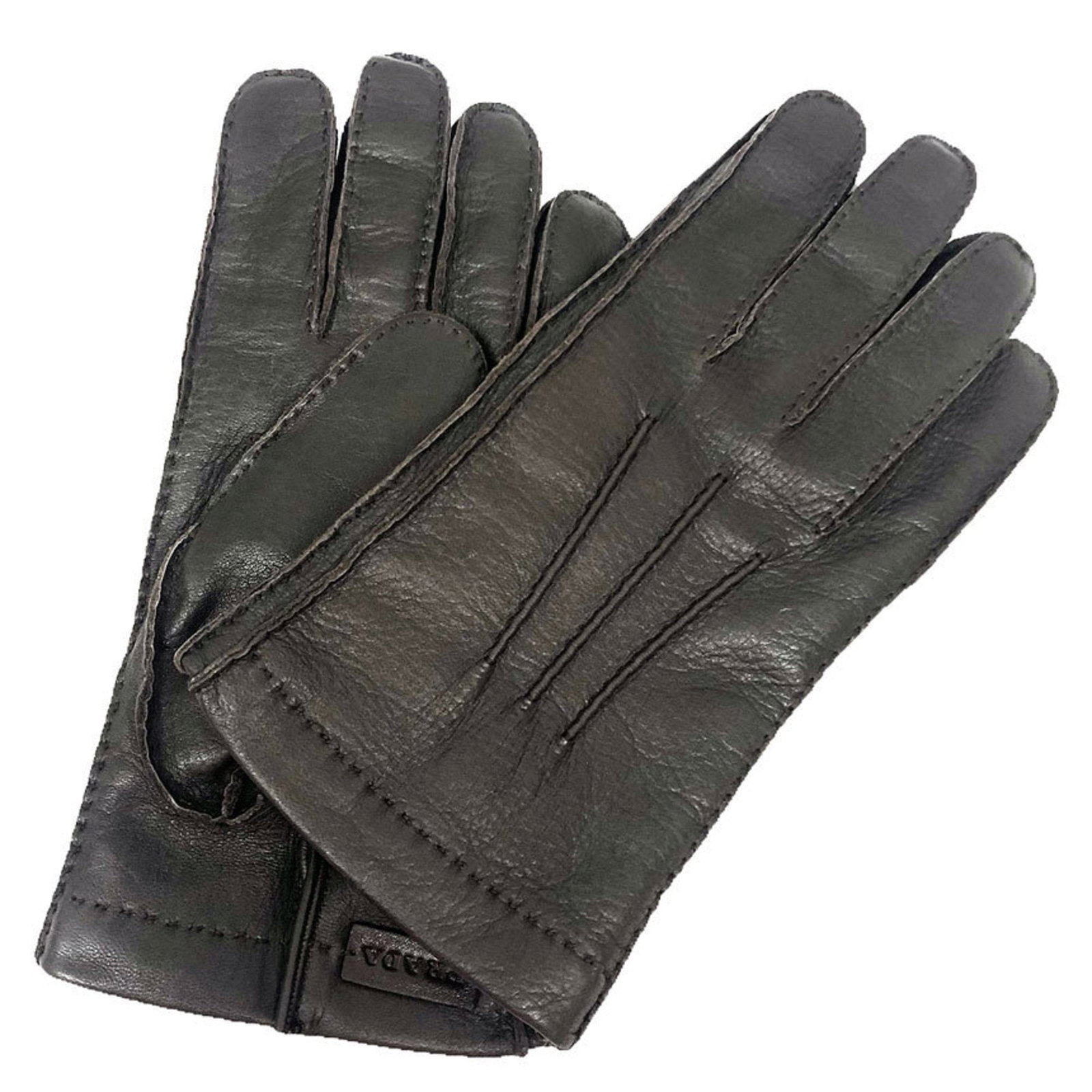 Cashmere gloves leather short Prada: Cashmere gloves leather short Prada Dark brown leather and cashmere blend in these short gloves from Prada, crafted with a total length of 25cm. The combination of materials adds depth to the classic 