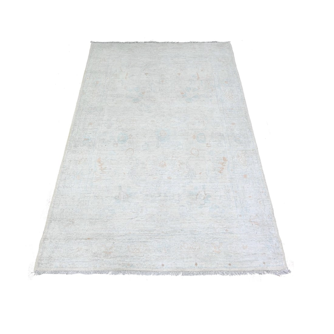 3'10"x5'8" Lexicon Ivory Soft Organic Wool Hand Knotted Peshawar Rug: 3'10"x5'8" Lexicon Ivory Soft Organic Wool Hand Knotted Peshawar Rug The Lexicon Ivory Soft Organic Wool Hand Knotted Peshawar Rug boasts a stunning ivory color and intricate hand-knotted design,