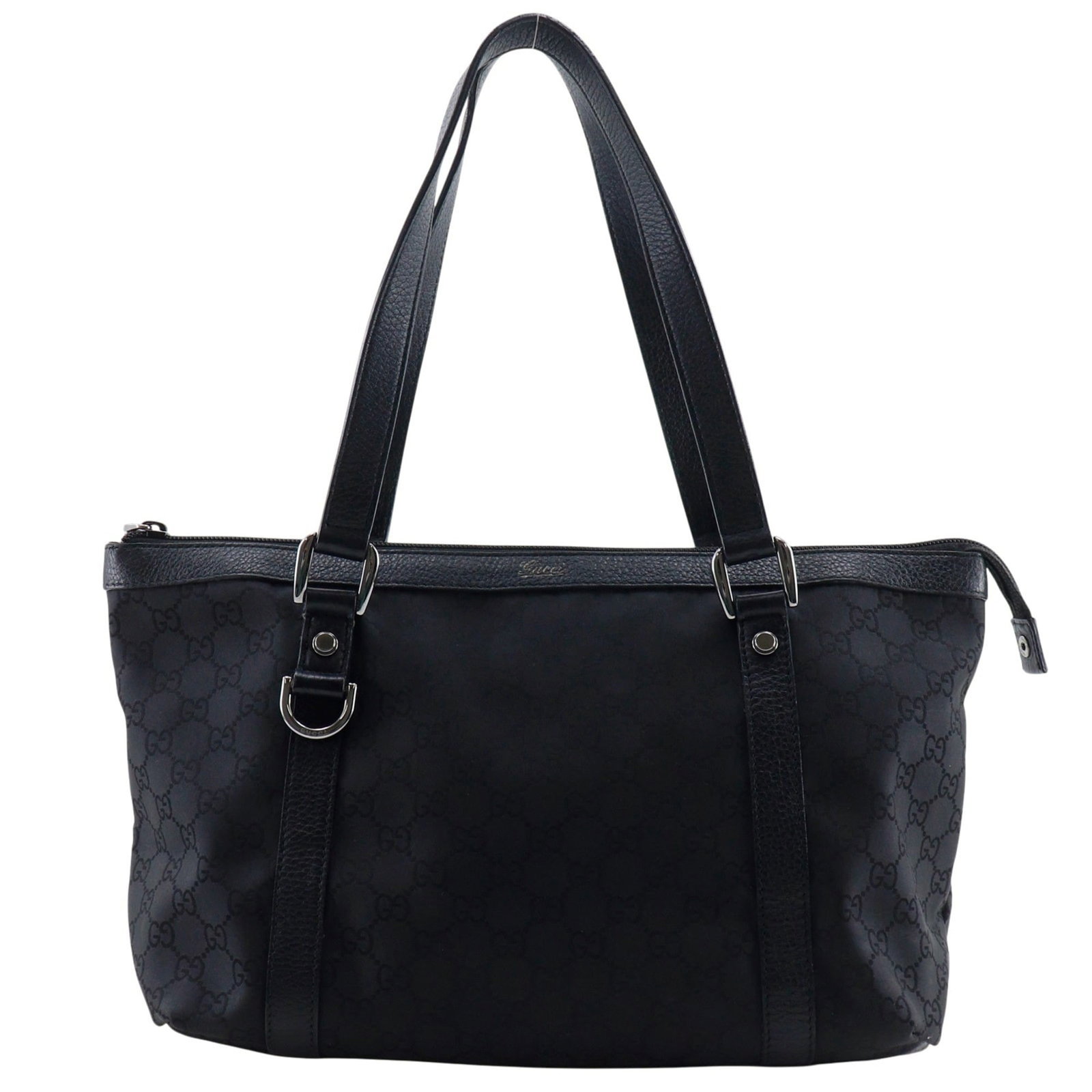 Canvas tote bag nylon: Canvas tote bag nylon The Gucci MPN 268640 canvas tote bag features a sleek black design made from high-quality nylon canvas. Measuring 20cm x 31cm x 14cm, it offers a spacious interior and durable co