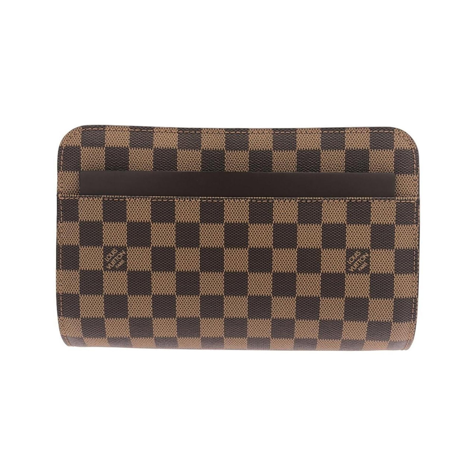 Canvas Coated Louis Vuitton Clutch Bag: Canvas Coated Louis Vuitton Clutch Bag Canvas Coated Louis Vuitton Clutch Bag - A stylish and compact accessory, this clutch bag features coated canvas material in Ebene color. Measuring 15.5cm x 24.5