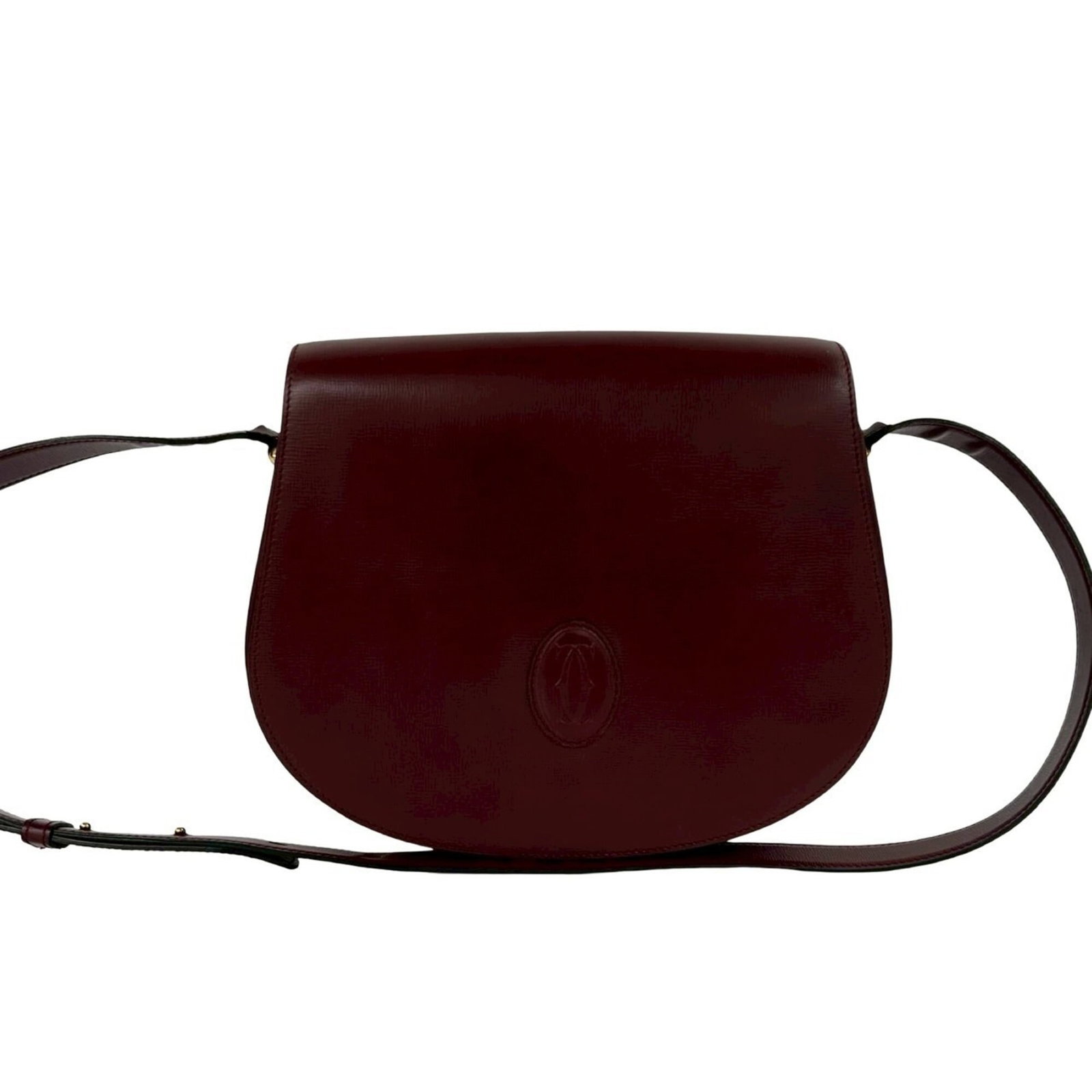 Cartier Pochette Shoulder Bag Leather: Cartier Pochette Shoulder Bag Leather Cartier's iconic Pochette design is showcased in this stunning wine red leather shoulder bag, measuring 23cm x 28.5cm x 6.5cm. The sleek, sophisticated shape and