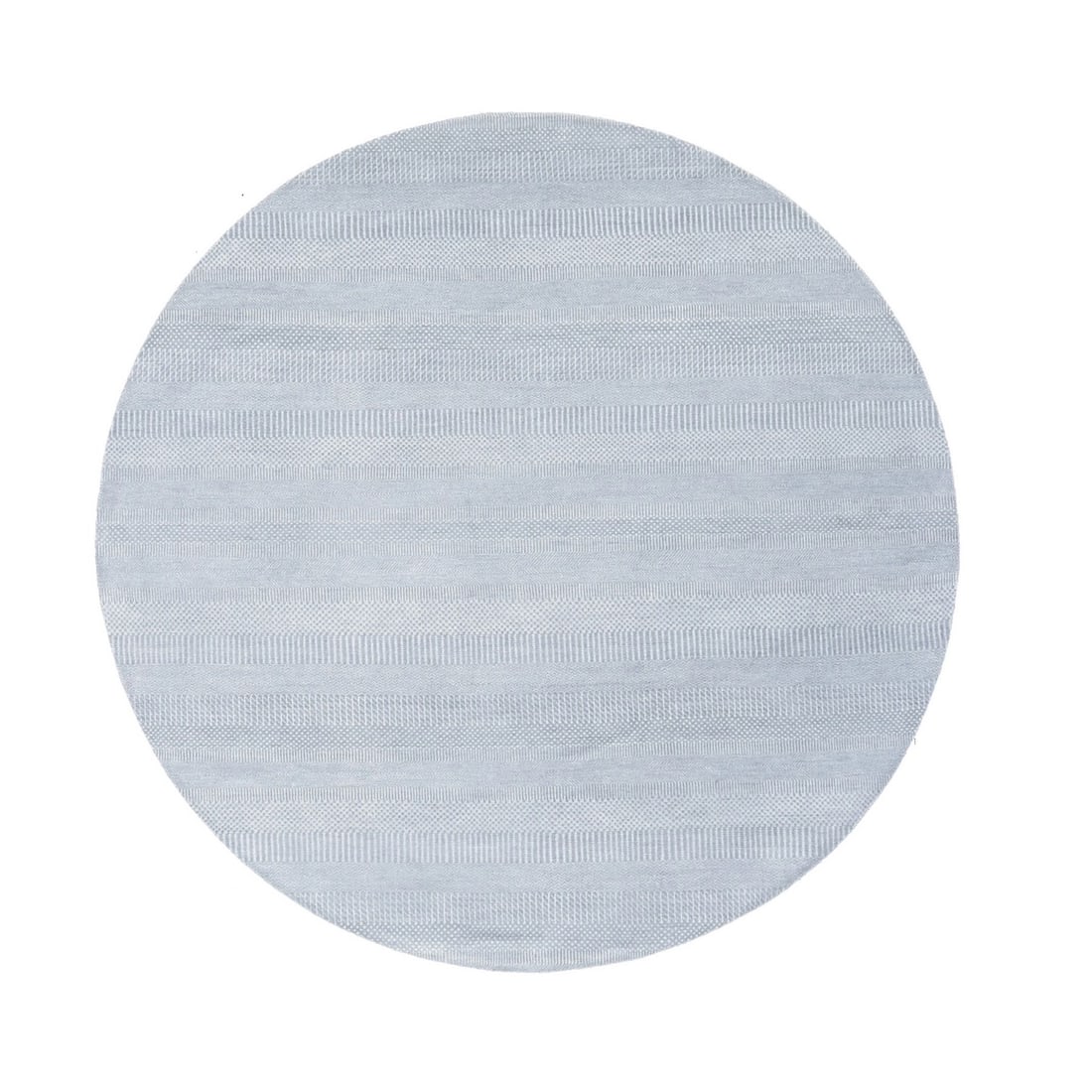 7'9"x7'9" Ivory Modern Grass Design Wool and Silk Hand Knotted Round Rug: 7'9"x7'9" Ivory Modern Grass Design Wool and Silk Hand Knotted Round Rug This stunning 7'9"x7'9" Ivory Modern Grass Design Wool and Silk Hand Knotted Round Rug boasts an elegant ivory color and